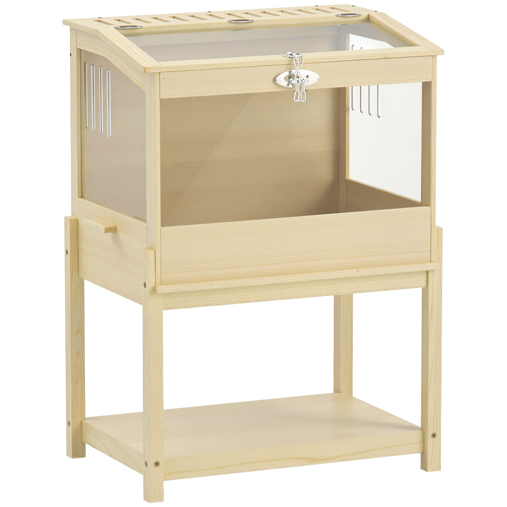 PawHut Cage à hamster en bois surélevée avec plateau de rangement couvercle ouvrable 83,2 x 50 x 103 cm effet bois naturel PawHut Cage à hamster en bois surélevée avec plateau de rangement couvercle ouvrable 83,2 x 50 x 103 cm effet bois naturel
