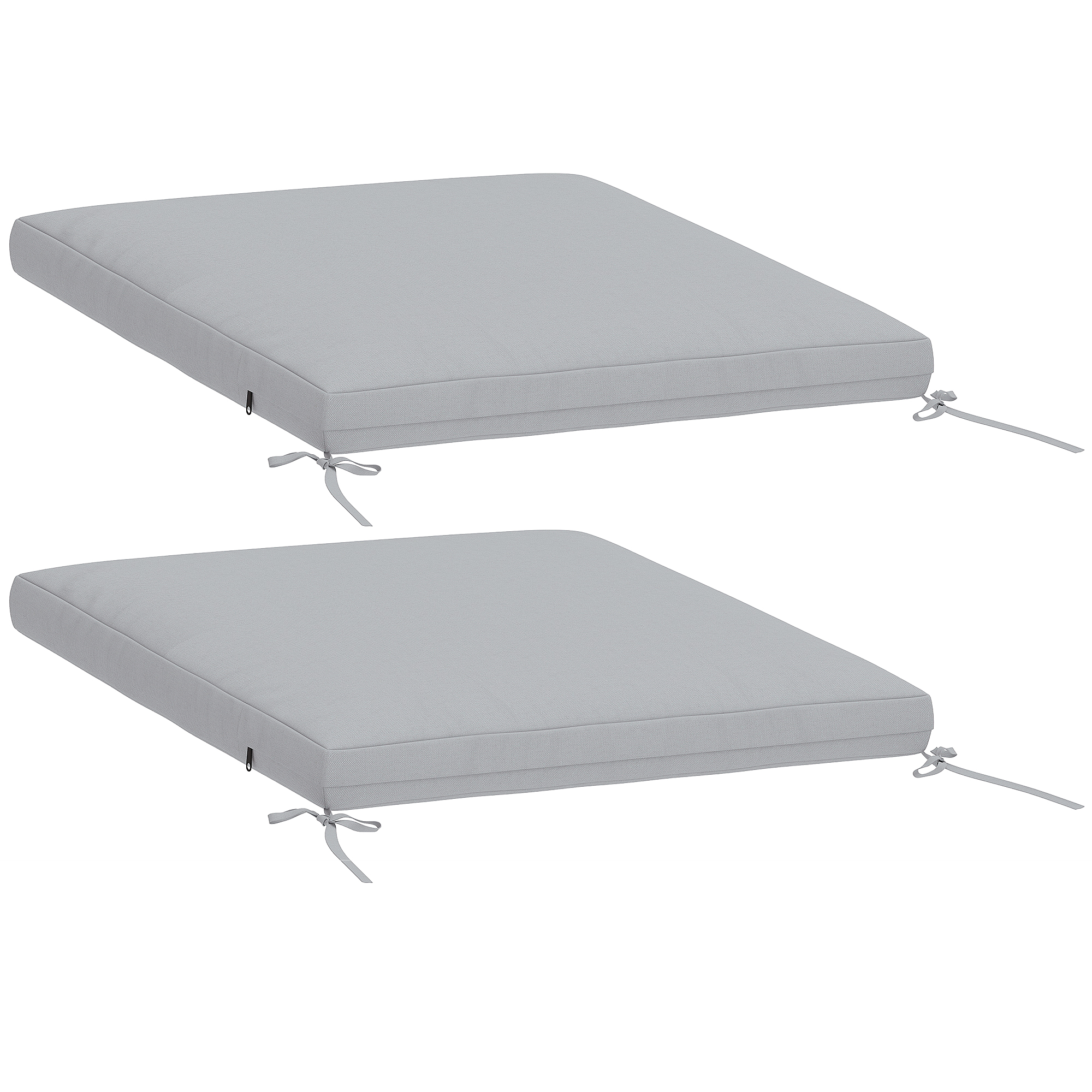 Outsunny Lot de 2 coussins de chaise de jardin, galettes de chaise 50 x 50 cm, mousse haute densité, antidérapants 50x50 cm gris Outsunny Lot de 2 coussins de chaise de jardin, galettes de chaise 50 x 50 cm, mousse haute densité, antidérapants 50x50 cm gris