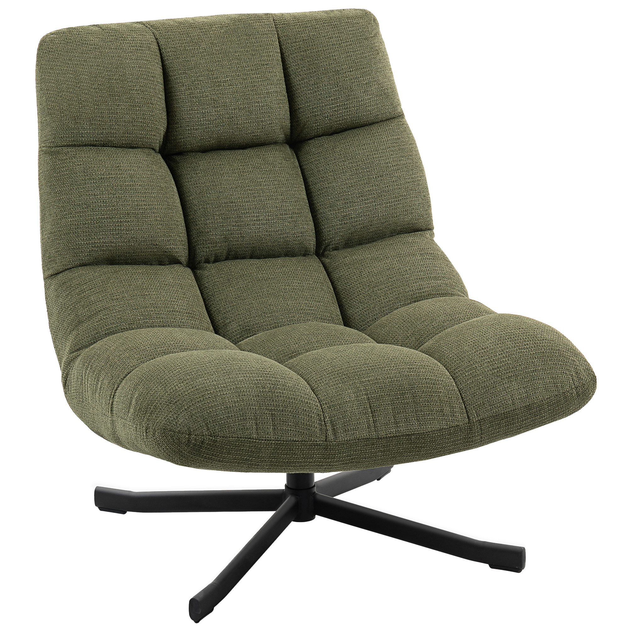 Sessel Drehbar Loungesessel mit Breiter Sitzfläche, wasserabweisend Chenille-Optik, gekreuzt Stahlbeine, Grün