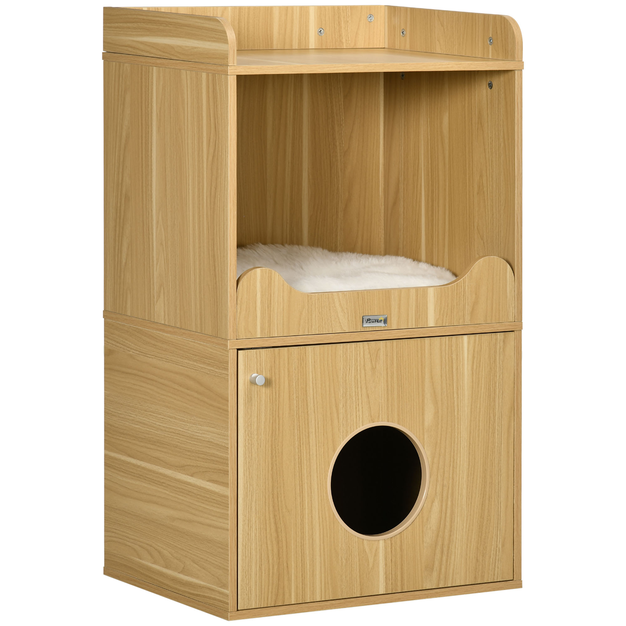 PawHut Maison de toilette pour chat meuble litière chat 3 niveaux compartiment fermé par une porte 1 coussin 60 x 45 x 103 cm PawHut Maison de toilette pour chat meuble litière chat 3 niveaux compartiment fermé par une porte 1 coussin 60 x 45 x 103 cm