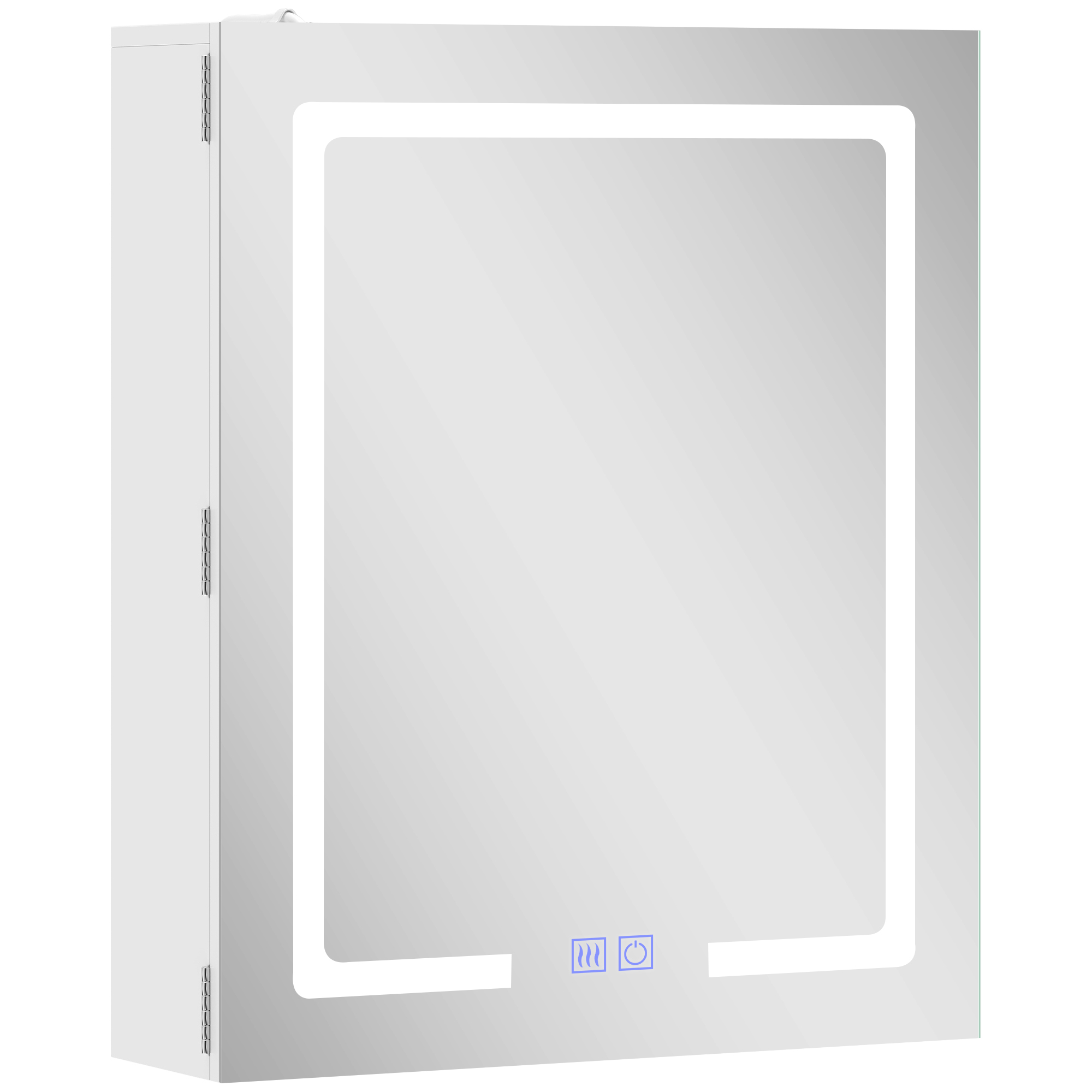 Homcom Spiegelschrank Bad Mit Beleuchtung Badezimmerschrank Mit Spiegel 50 X 15 X 60 Cm Badschrank Mit Verstellbarem Regal, Glastür, 3