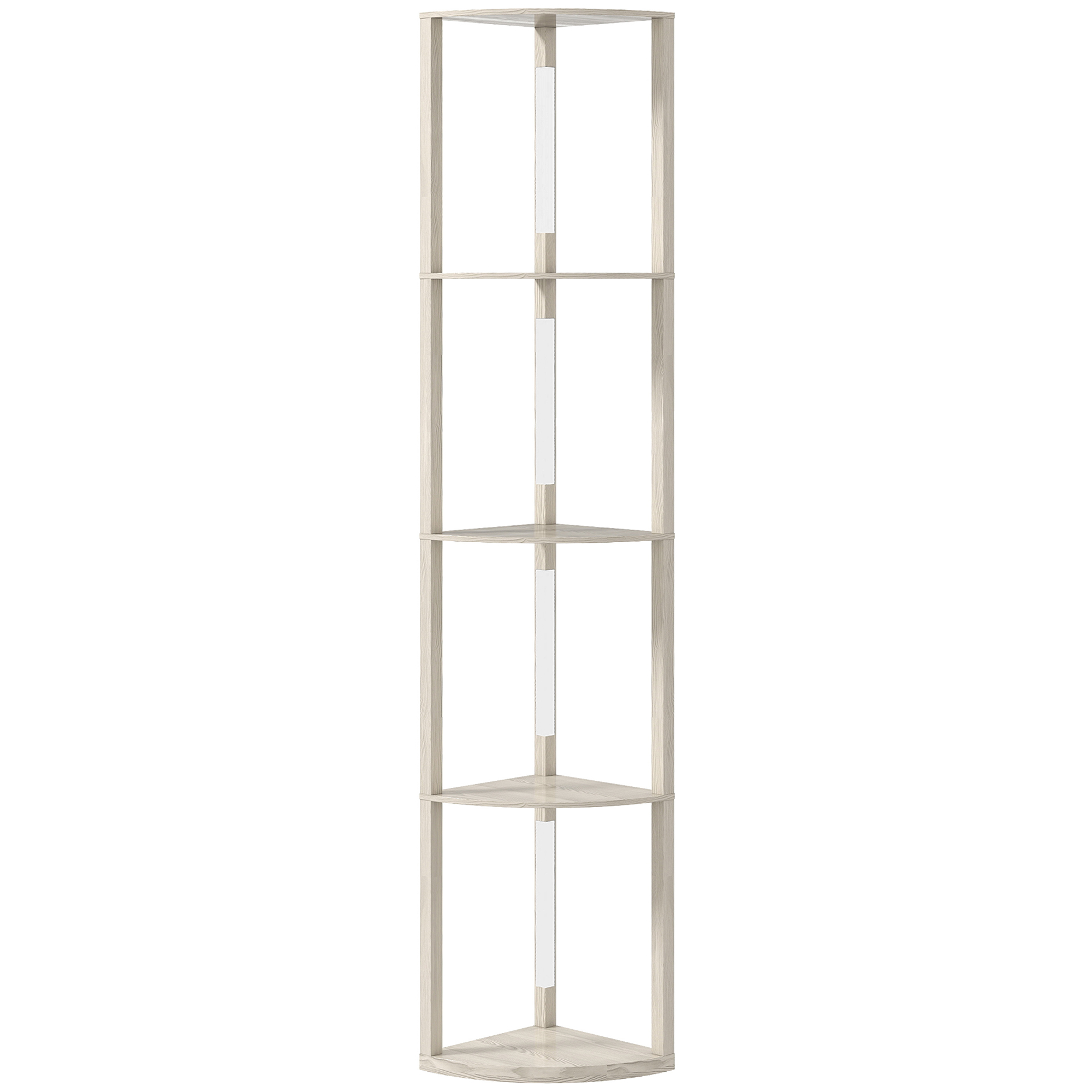 HOMCOM Lampadar Podea LED, 4 Rafturi, Lumina Reglabila 3000K, MDF, 41x29,5x163,5 cm, Stejar | Aosom Romania