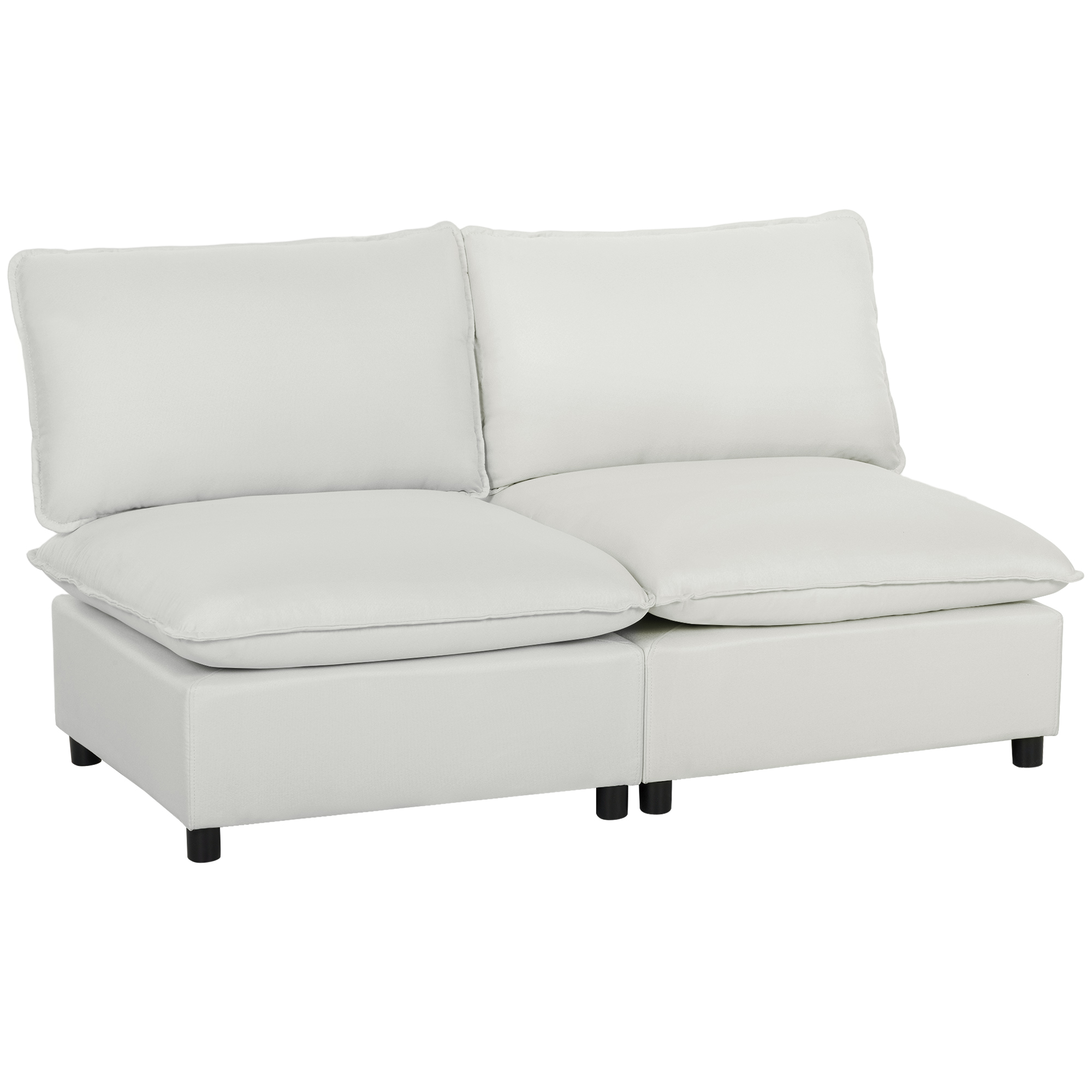 HOMCOM Sofa 2 Sitzer aus Kunstleder 146 cm Modulare Couch mit breiter und tiefer Sitzfläche Gepolstertes Modernes Polstersofa für kleine Räume, Wohnzimmer, Schlafzimmer, einfache Montage, Grau Aosom