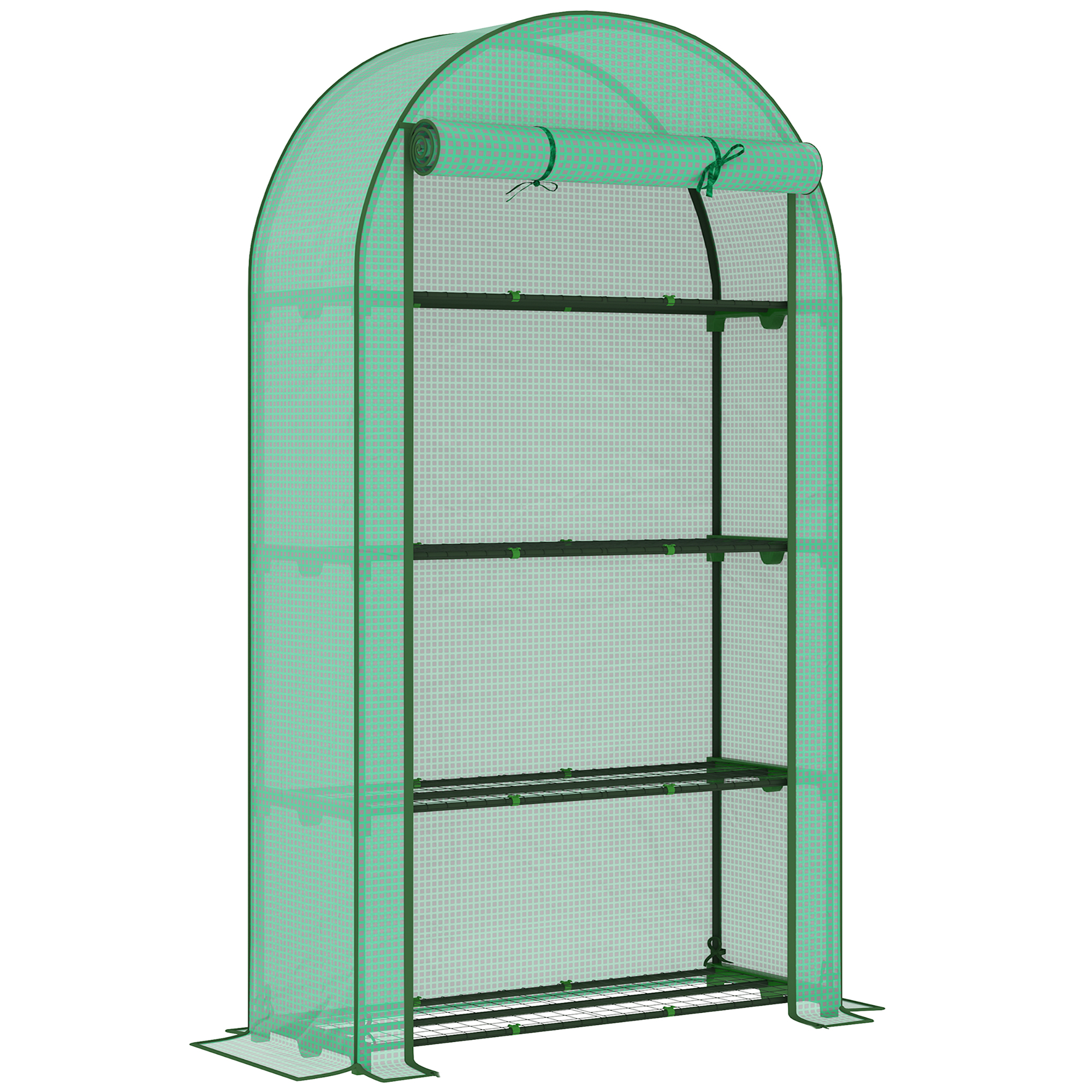 Outsunny Invernadero de Exterior con 4 Estantes Puerta Enrollable Cubierta de PE y Marco de Acero 105x45x160 cm Verde