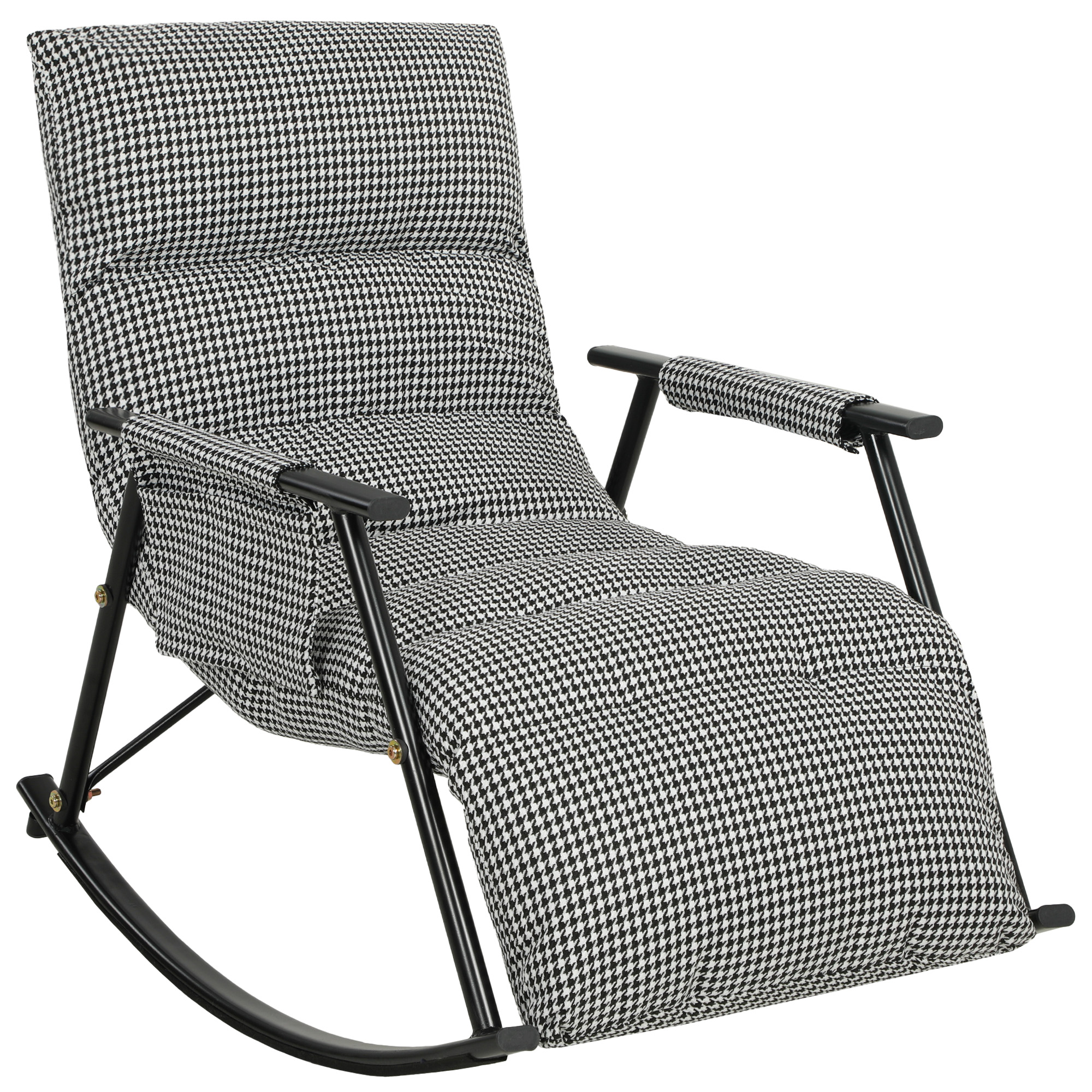 HOMCOM Mecedora con Respaldo y Reposapiés Ajustables Balanceo 105° Estructura Metálica Mecedora Tapizado en Lino 62x100x89 cm Negro | Aosom España