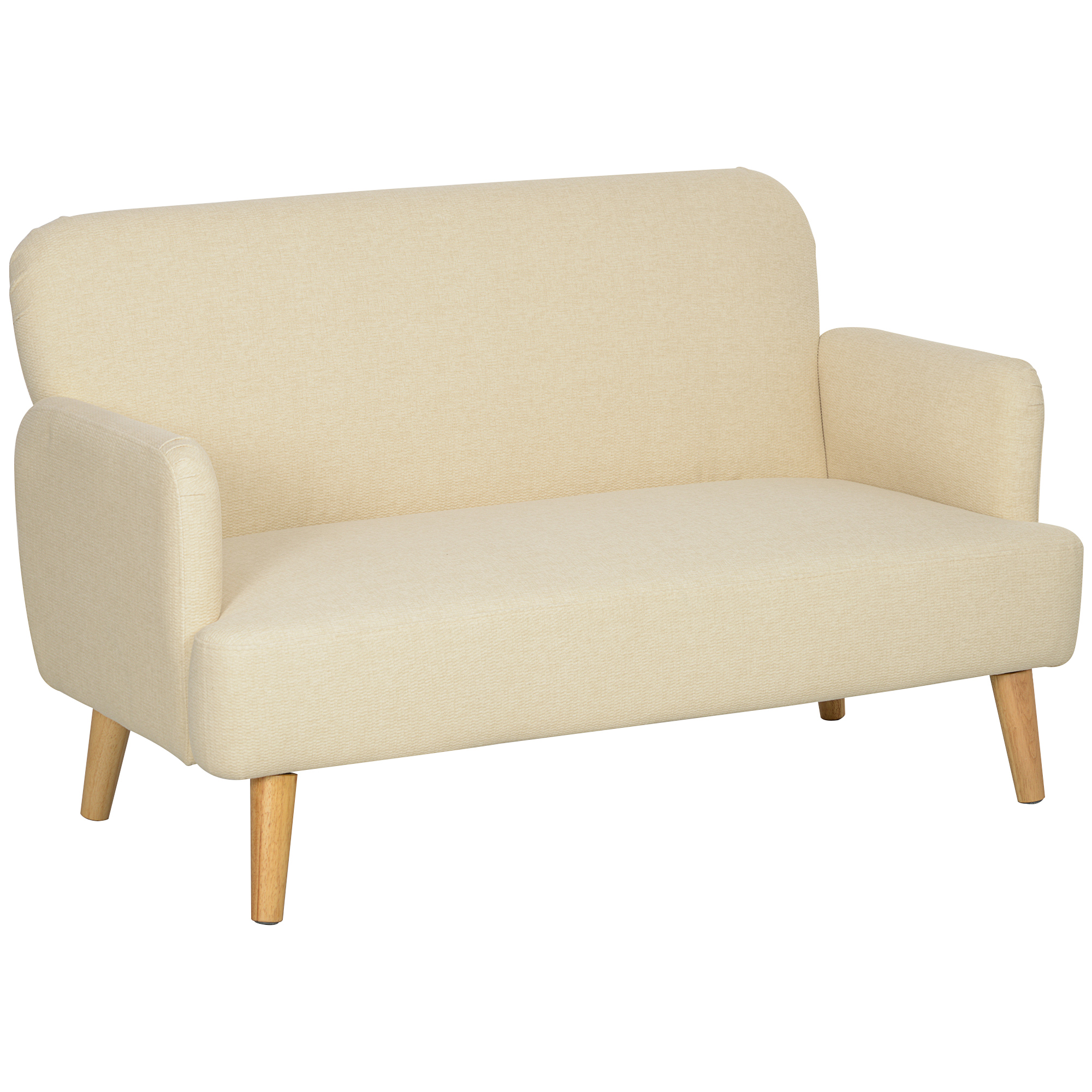 Zweisitzer-Sofa, kompakt, hautfreundlicher Bezug, bis 240 kg, 130x74x79 cm, Cremeweiß