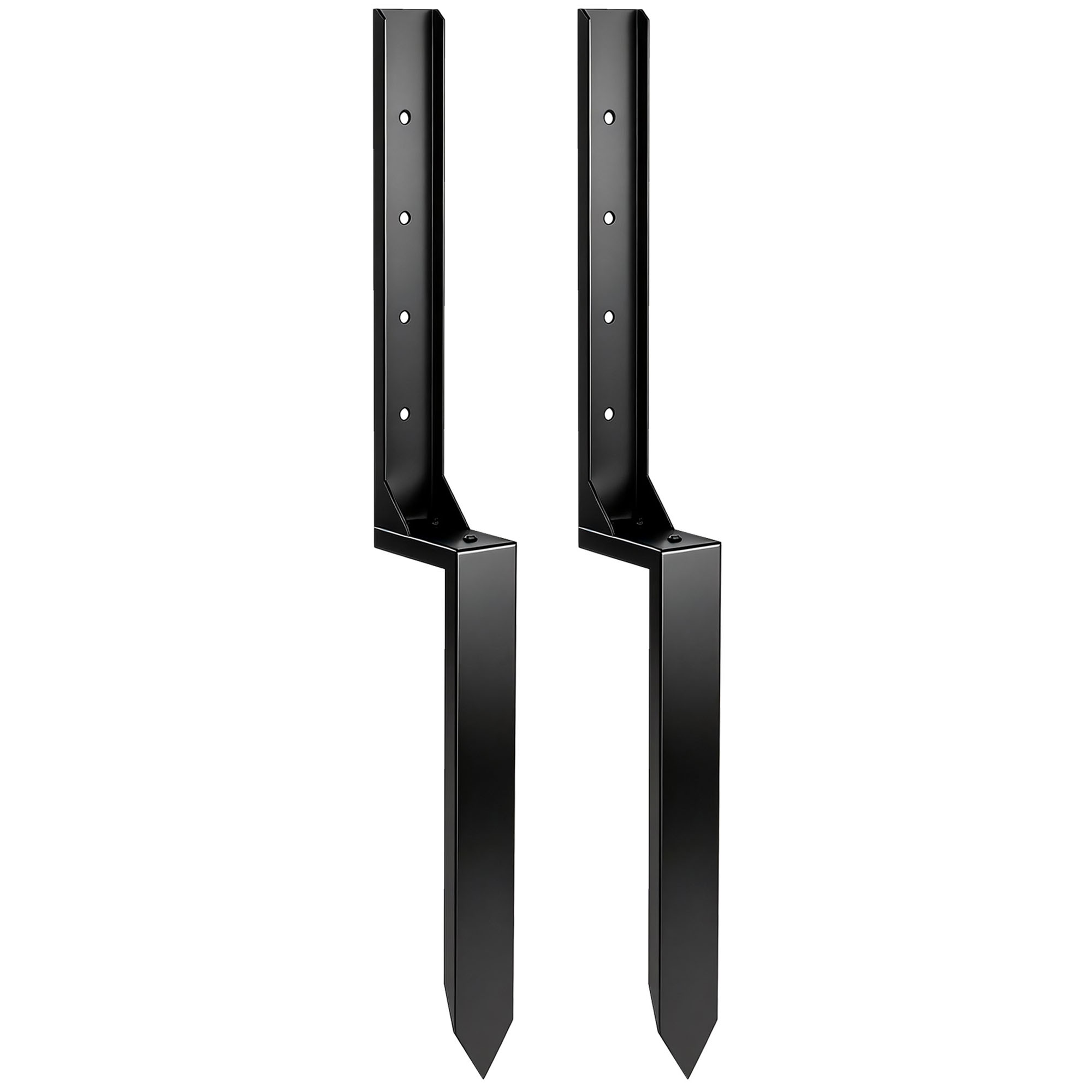 Zaunpfosten Reparaturset 2er-Set Stützpfähle für Zaunpfosten mit Nägeln Bohrer 81 x 5,5 x 12 cm Schwarz