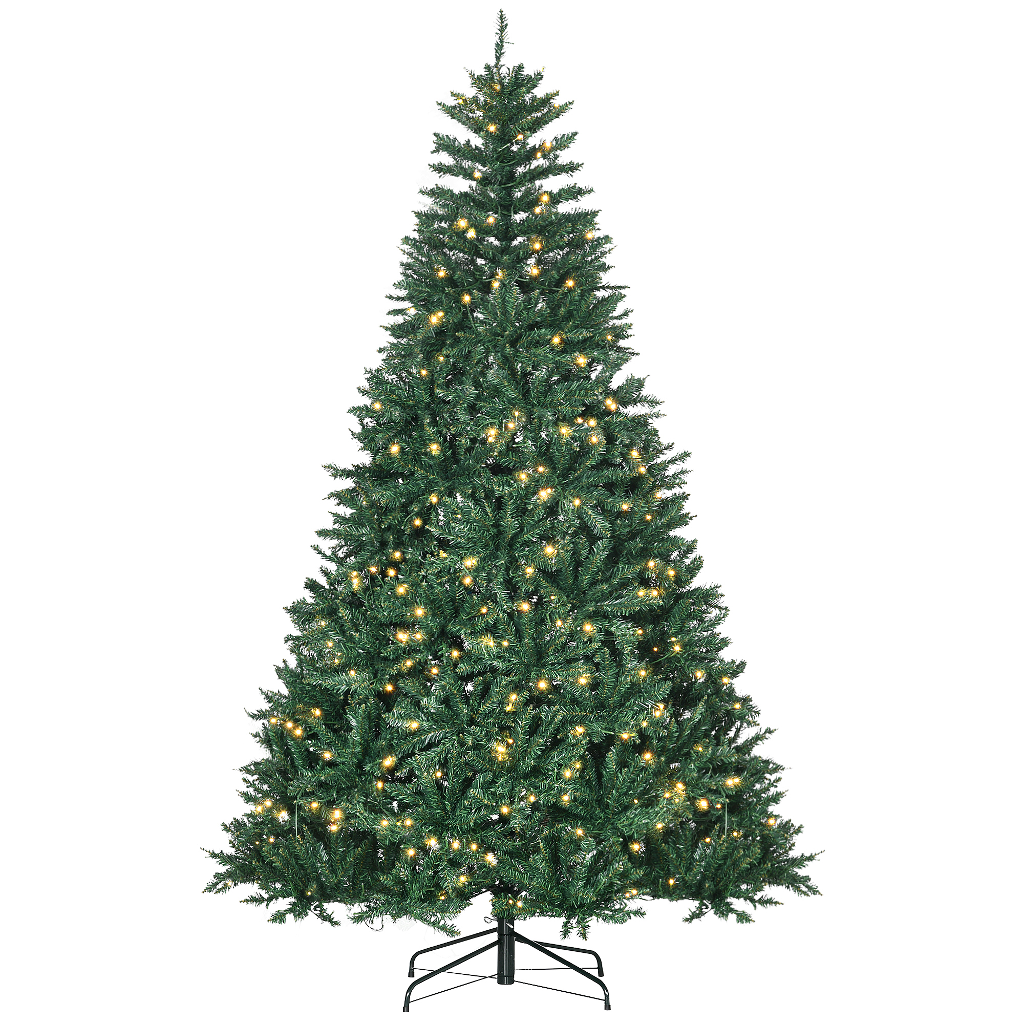 Jõulupuu, 700 sooja valget LED-i, 2154 oksa, leegiaeglustav, plastik/metall, 210 x 142 cm, roheline