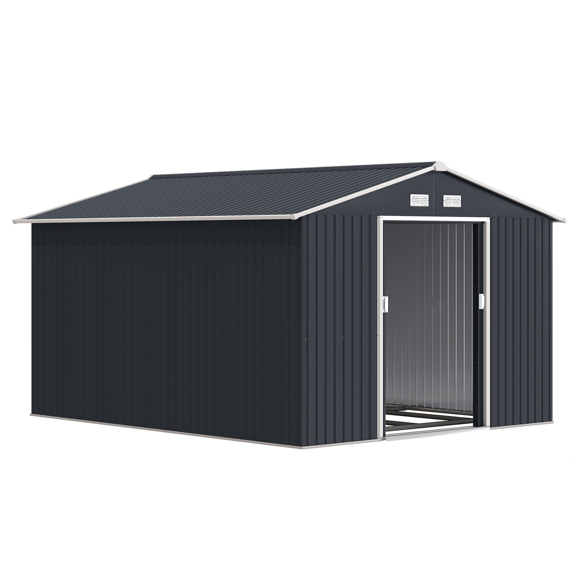 Outsunny Cobertizo de Jardín 322x277x192 8,25 m² Caseta de Exterior para Almacenamiento de Herramientas con 2 Puertas Correderas Gris | Aosom España