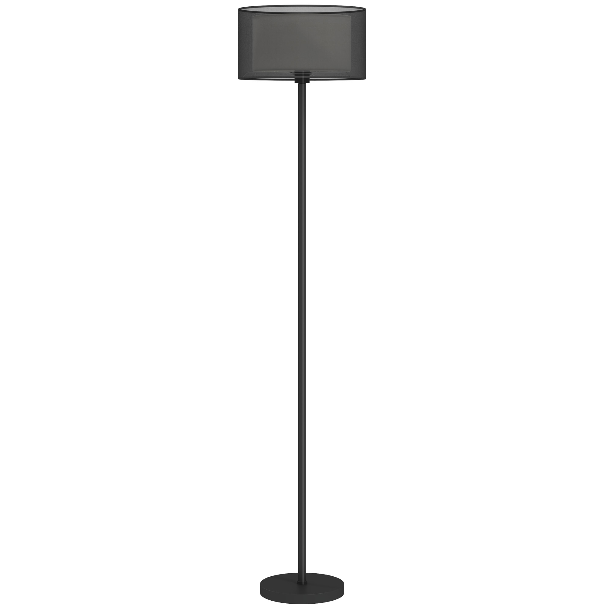HOMCOM Lampa de Podea cu Abajur Dublu si Comutator cu Pedala Negru | Aosom Romania
