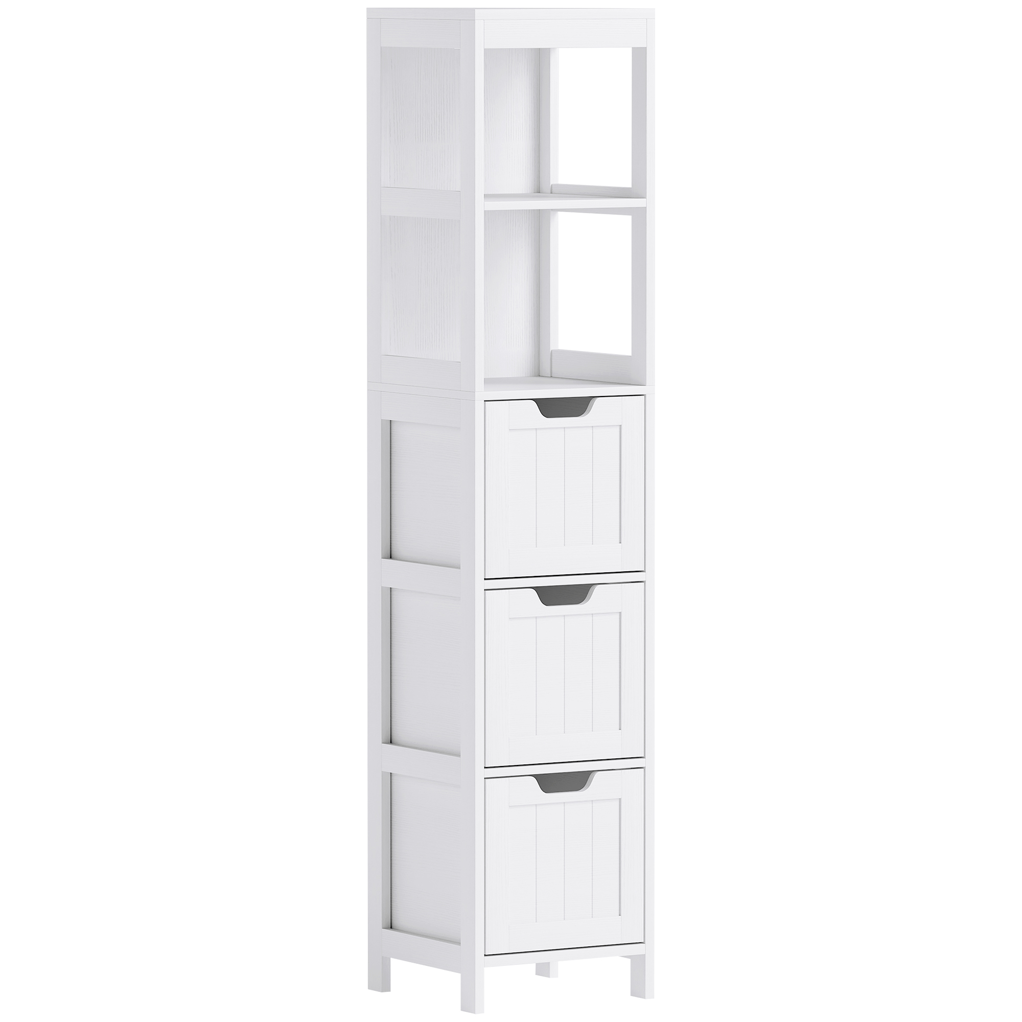 Badezimmerschrank, 2 Regale, 3 Schubladen, wasserabweisendes Material, Weiß