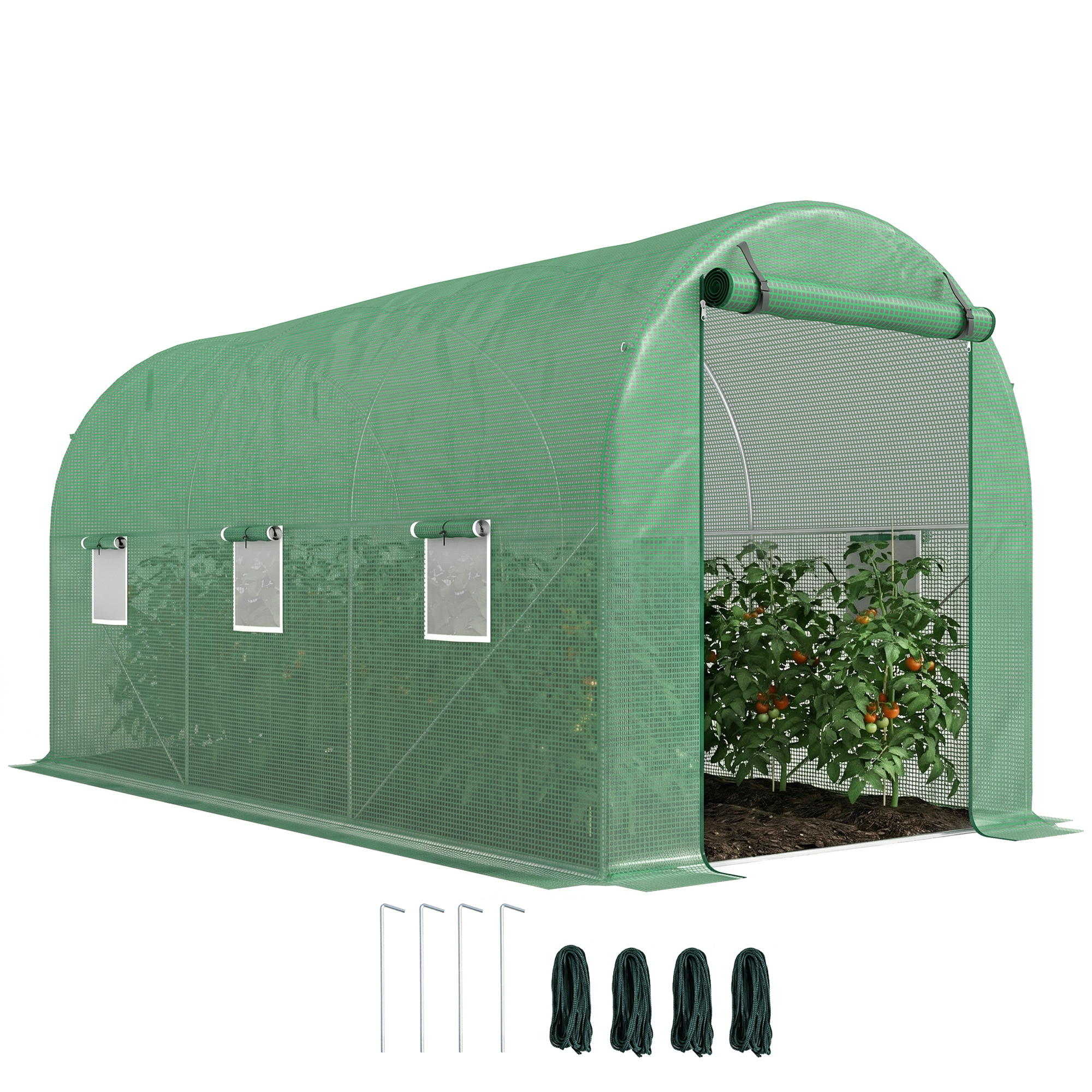 Outsunny Serre de Jardin Tunnel 8 m² 4L x 2l x 1,9H m Acier galvanisé renforcé diamètre 2,4 cm + PE Haute densité fenêtres Porte Vert Outsunny Serre de Jardin Tunnel 8 m² 4L x 2l x 1,9H m Acier galvanisé renforcé diamètre 2,4 cm + PE Haute densité fenêtres Porte Vert