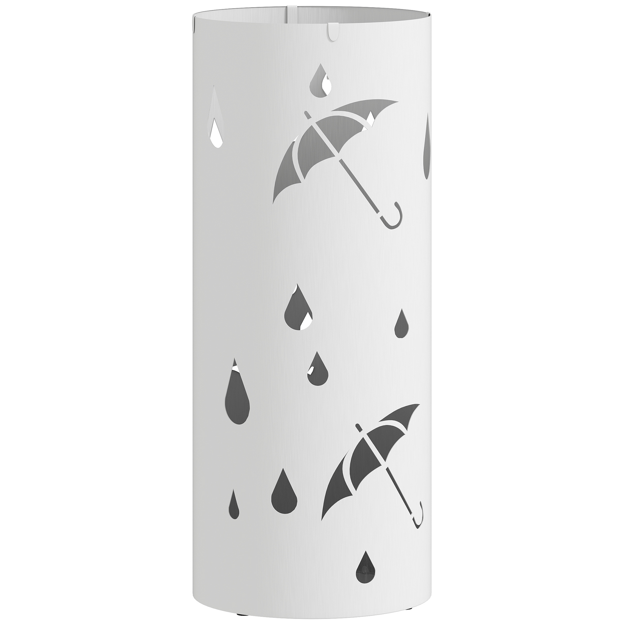HOMCOM Schirmständer Regenschirmständer mit 4 Haken und abnehmbarer Tropfschale Schirmhalter für Gehstöcke & Regenschirme Stahl Ø17 x 41 cm Weiß   Aosom von HOMCOM