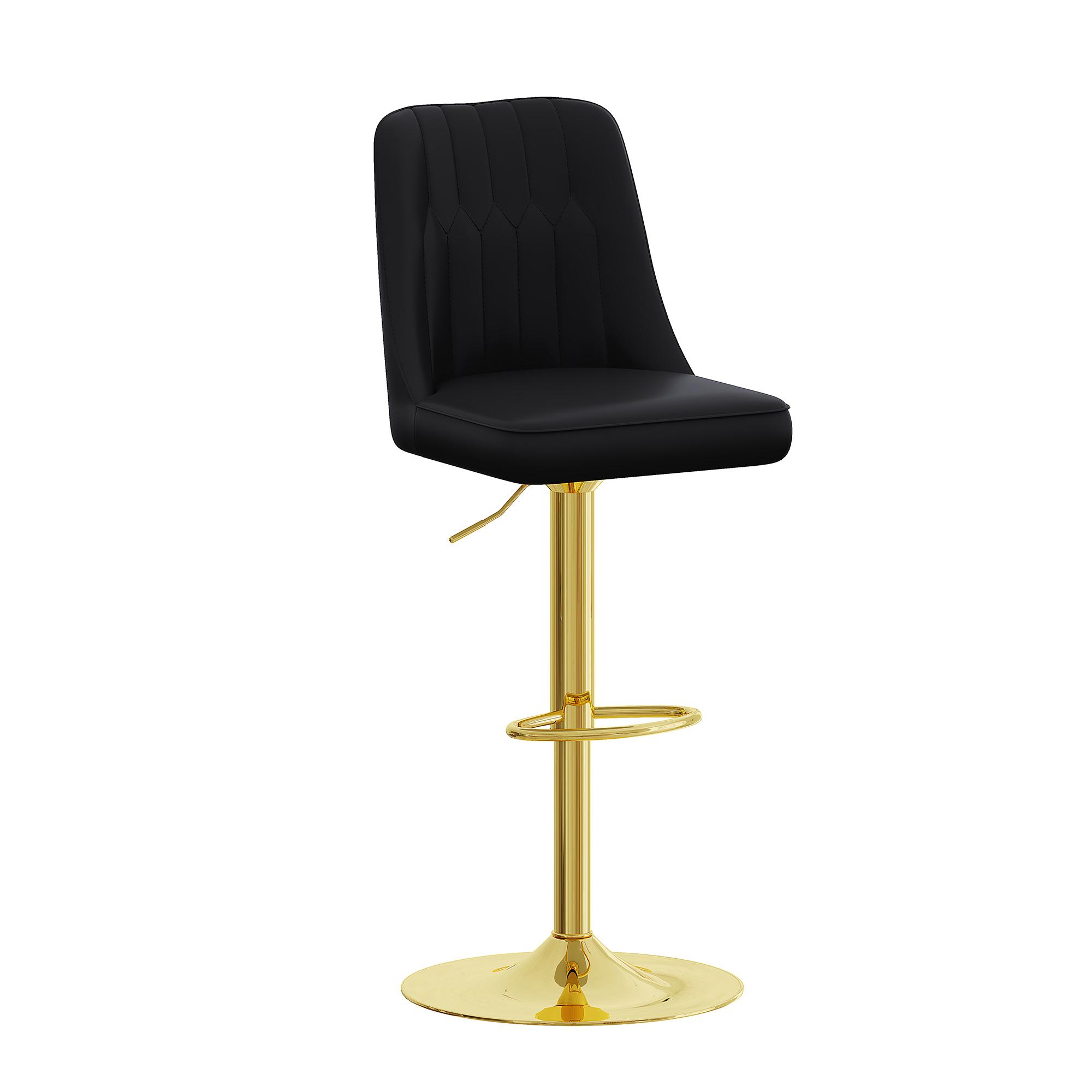 Lot de 2 tabourets de bar réglables en hauteur, Noir+Doré Aosom France Lot de 2 tabourets de bar réglables en hauteur, Noir+Doré Aosom France
