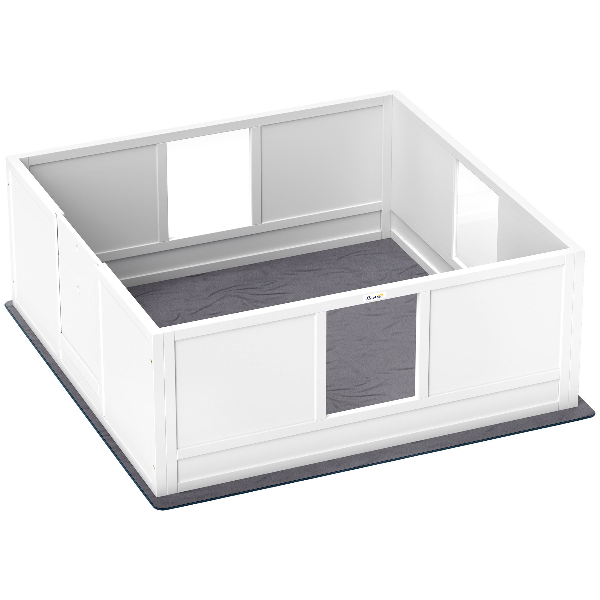 Pawhut White Whelping Box For Dogs With Whelping Pad, Adjustable Entrance, Non-Slip Foot Pads, For Large Dogs, 124 X 120Cm | Aosom Uk