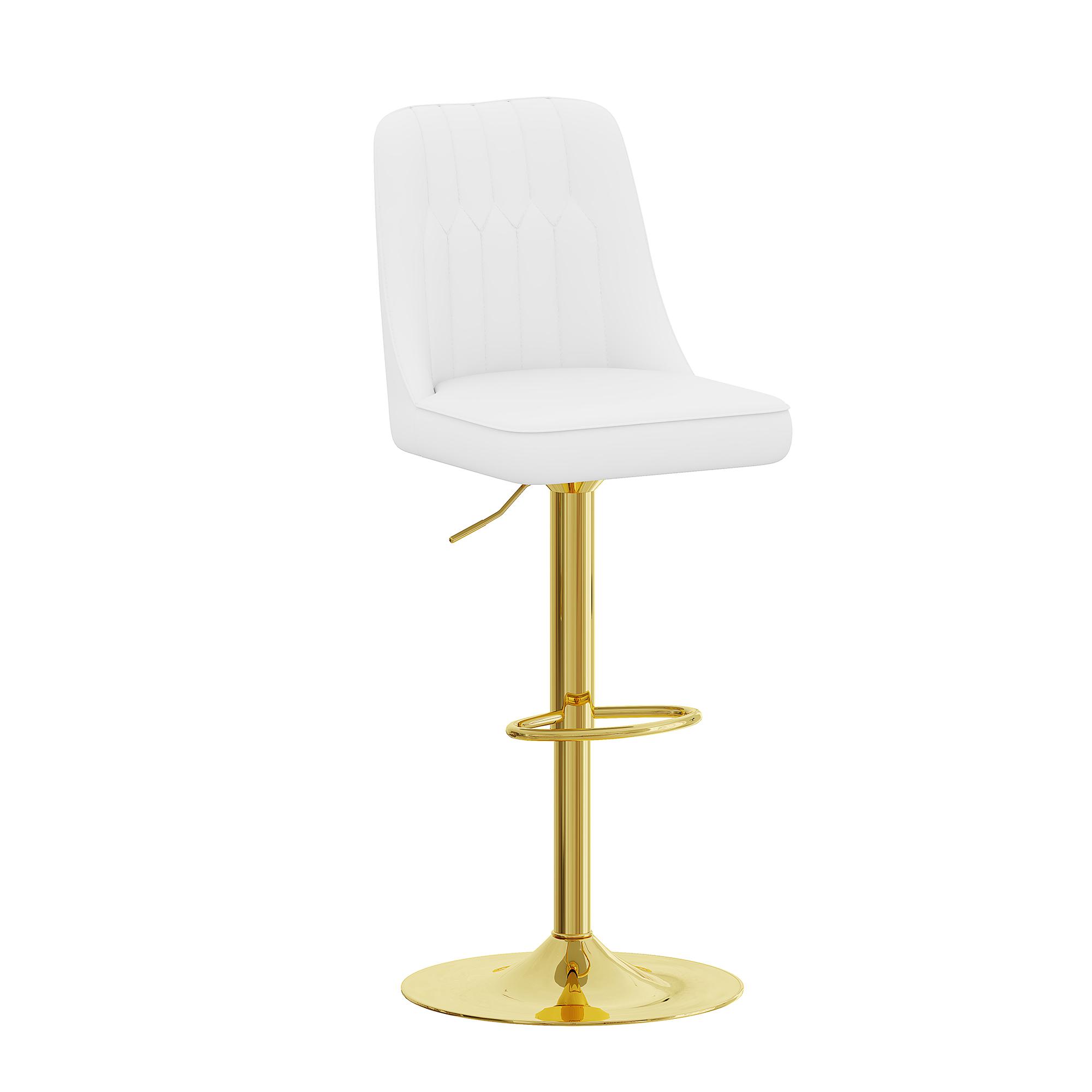 Lot de 2 tabourets de bar réglables en hauteur, Blanc+Doré Aosom France Lot de 2 tabourets de bar réglables en hauteur, Blanc+Doré Aosom France