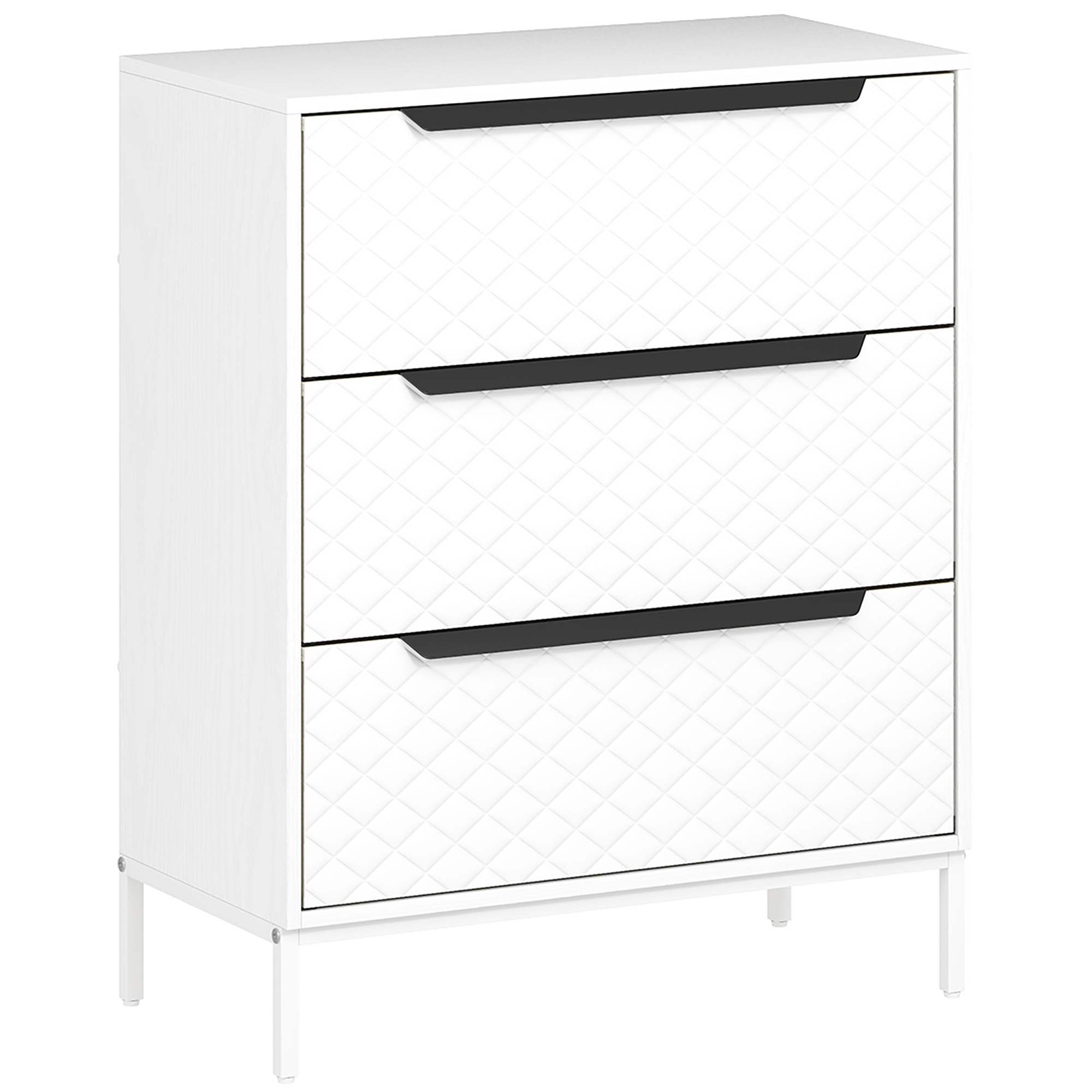 HOMCOM Chest of Drawers, Dresser with 3 Fabric Drawers and Aluminium Handles – White HOMCOM Chest of Drawers, Dresser with 3 Fabric Drawers and Aluminium Handles – White
