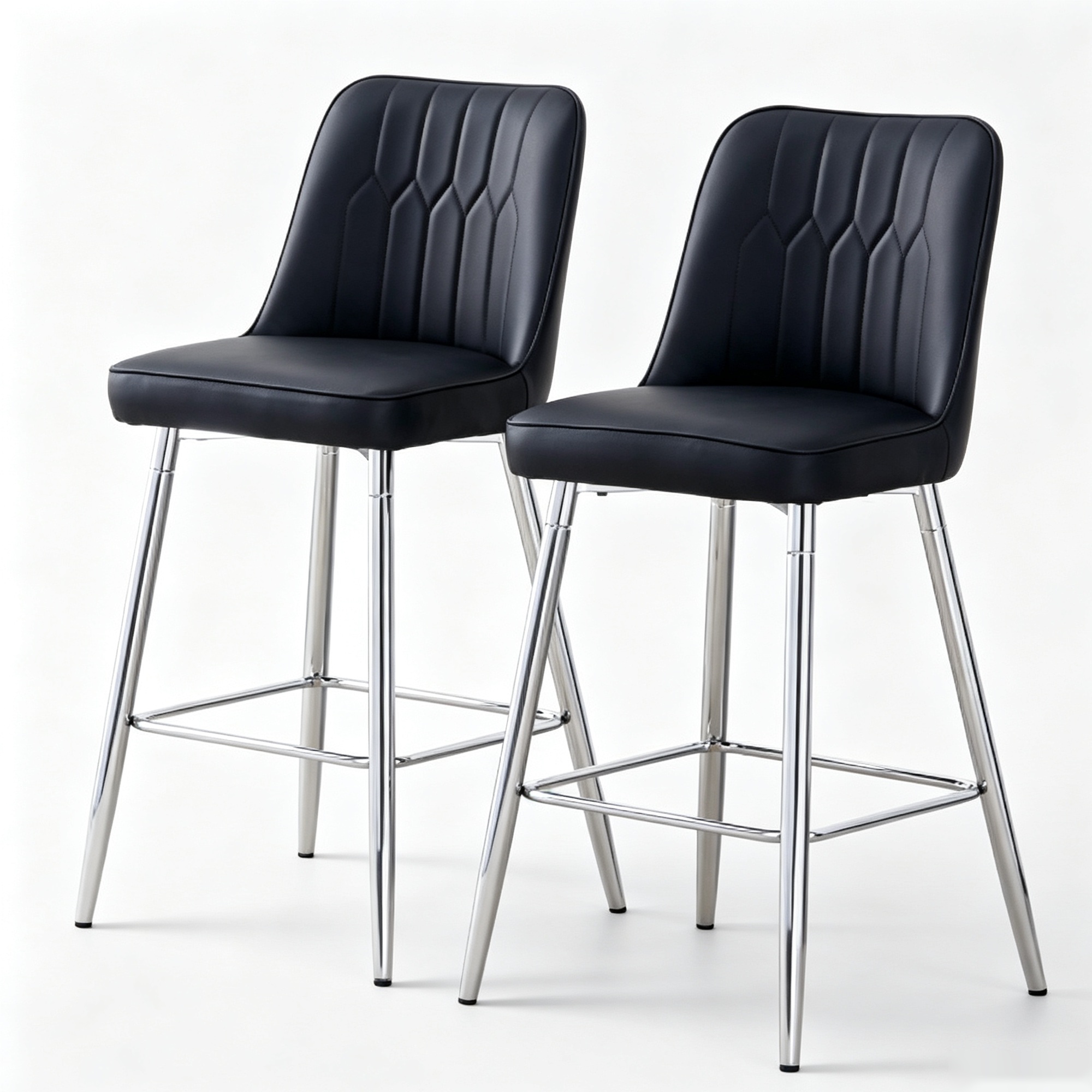 Lot de 2 tabourets de bar hauteur, Noir+Argenté