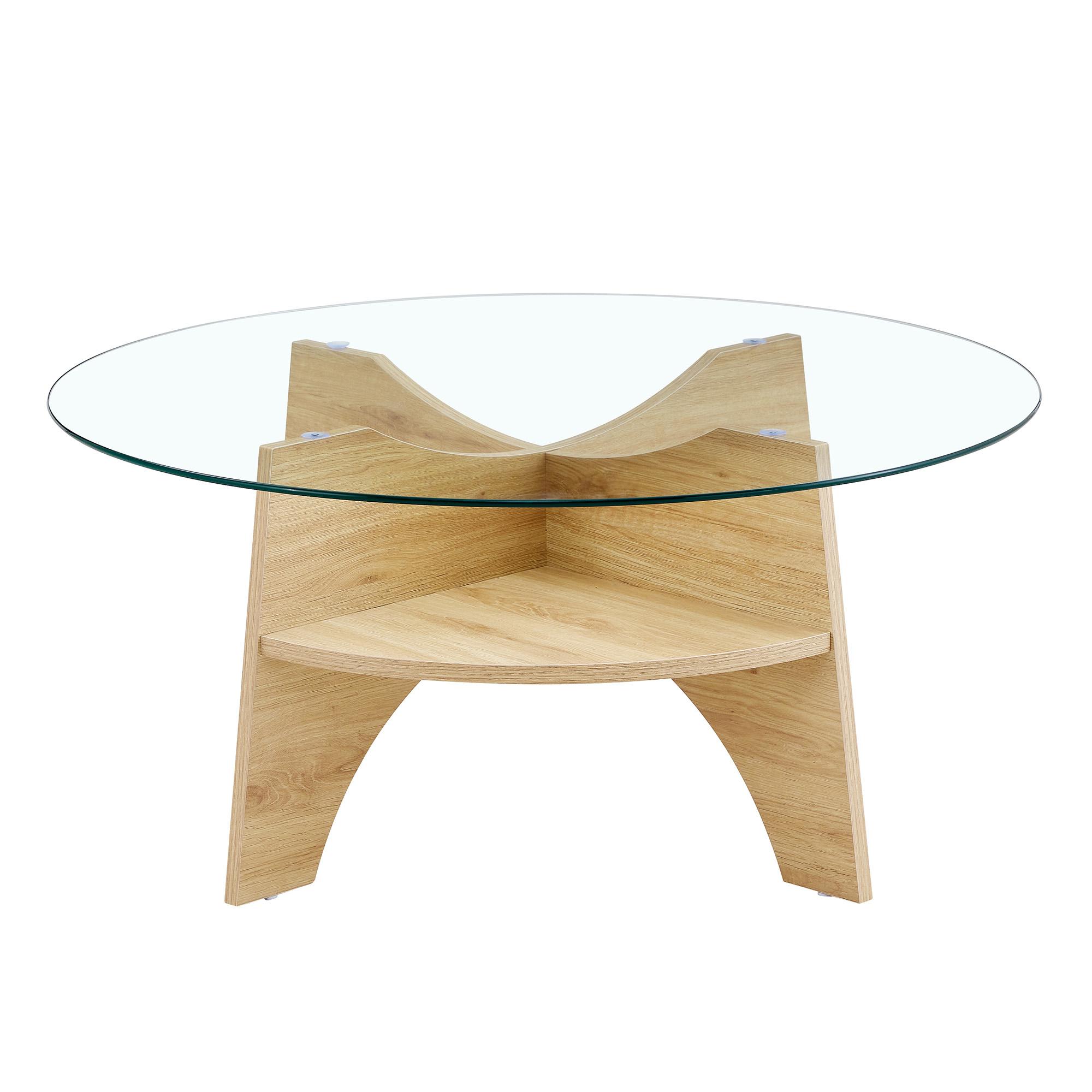 Table basse ronde en verre, Couleur naturelle Aosom France Table basse ronde en verre, Couleur naturelle Aosom France