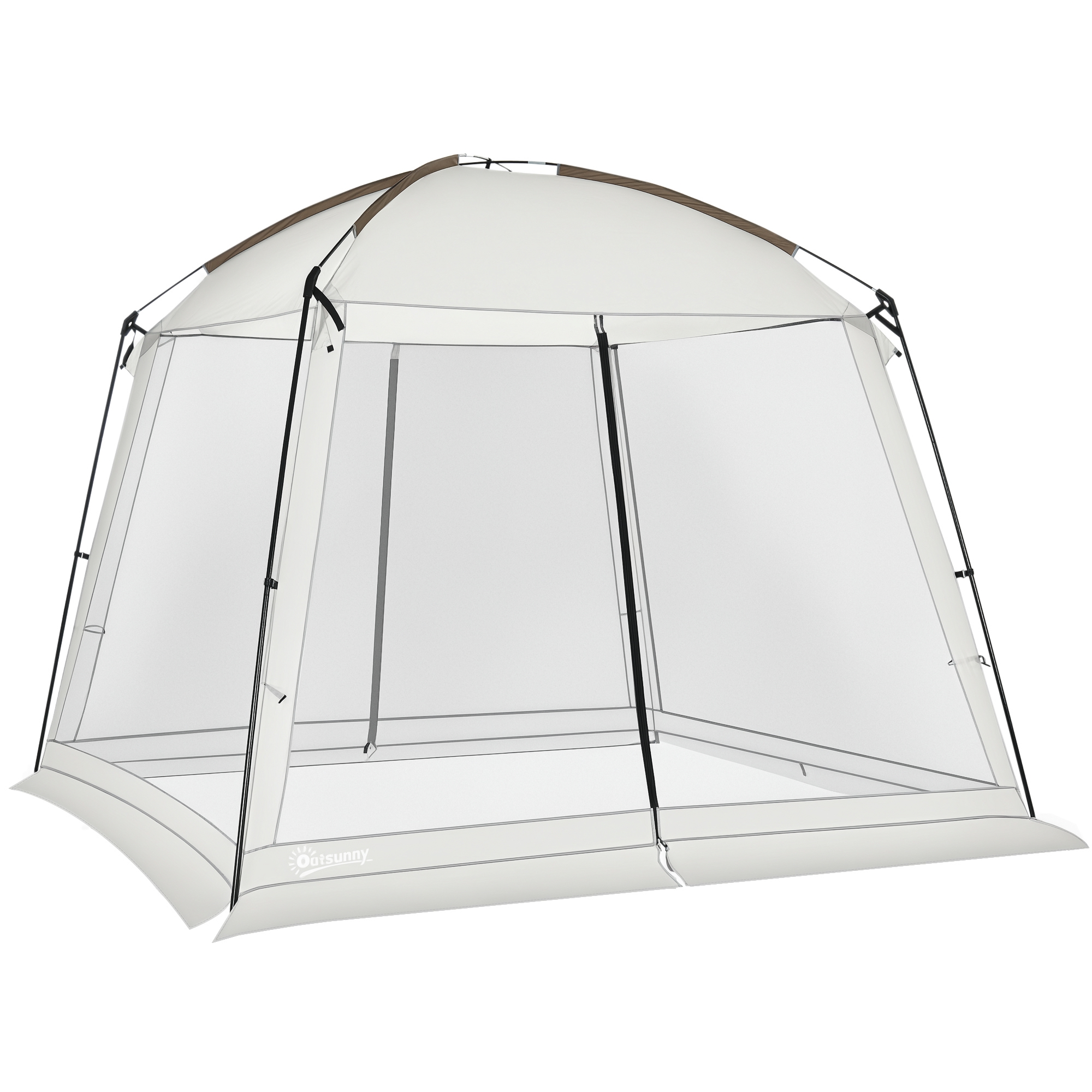 Outsunny Carpa de Jardín 3x3 m para 6-8 Personas con 4 Mosquiteras y 2 Puertas Protección UV50+ con Bolsa de Transporte Blanco | Aosom España