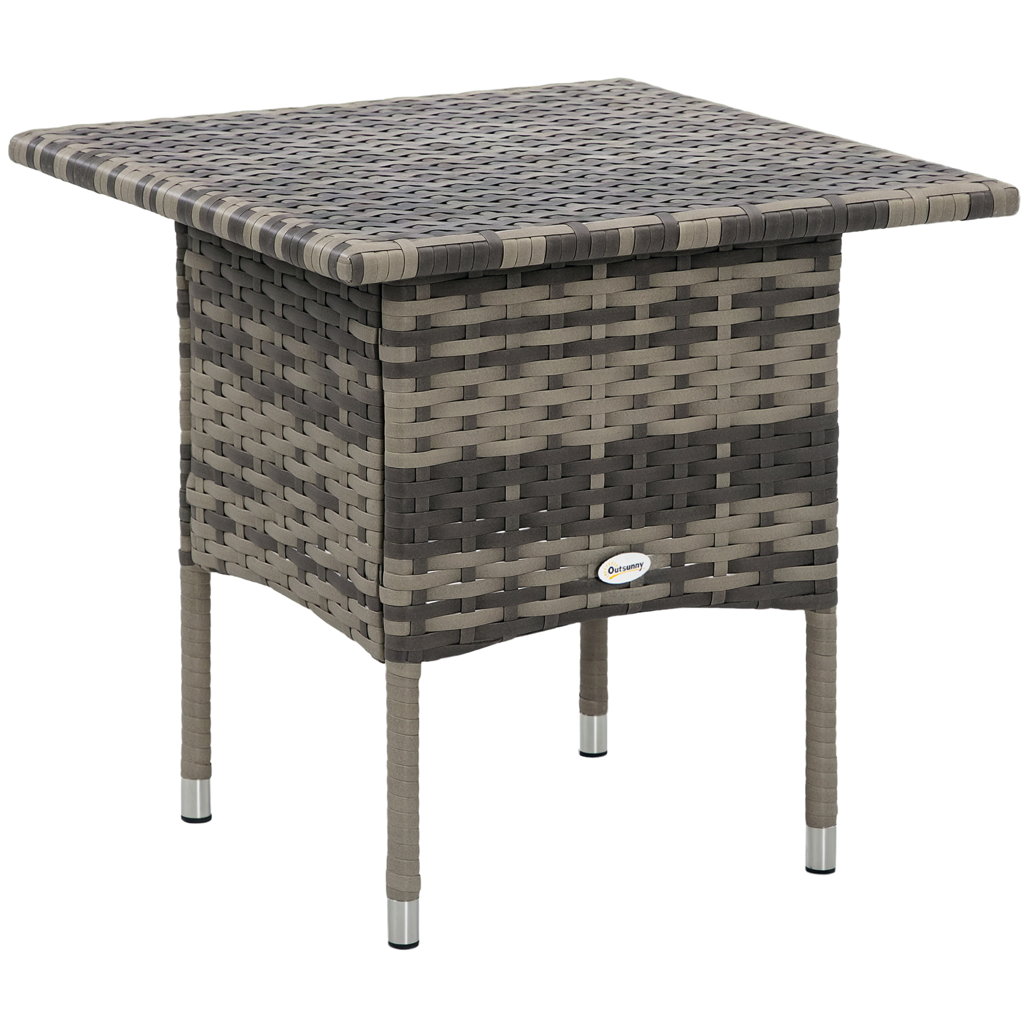 Outsunny Unisex Grey Pe Rattan Outdoor Coffee Table, Easy Match Rattan Side Table In - Image 5