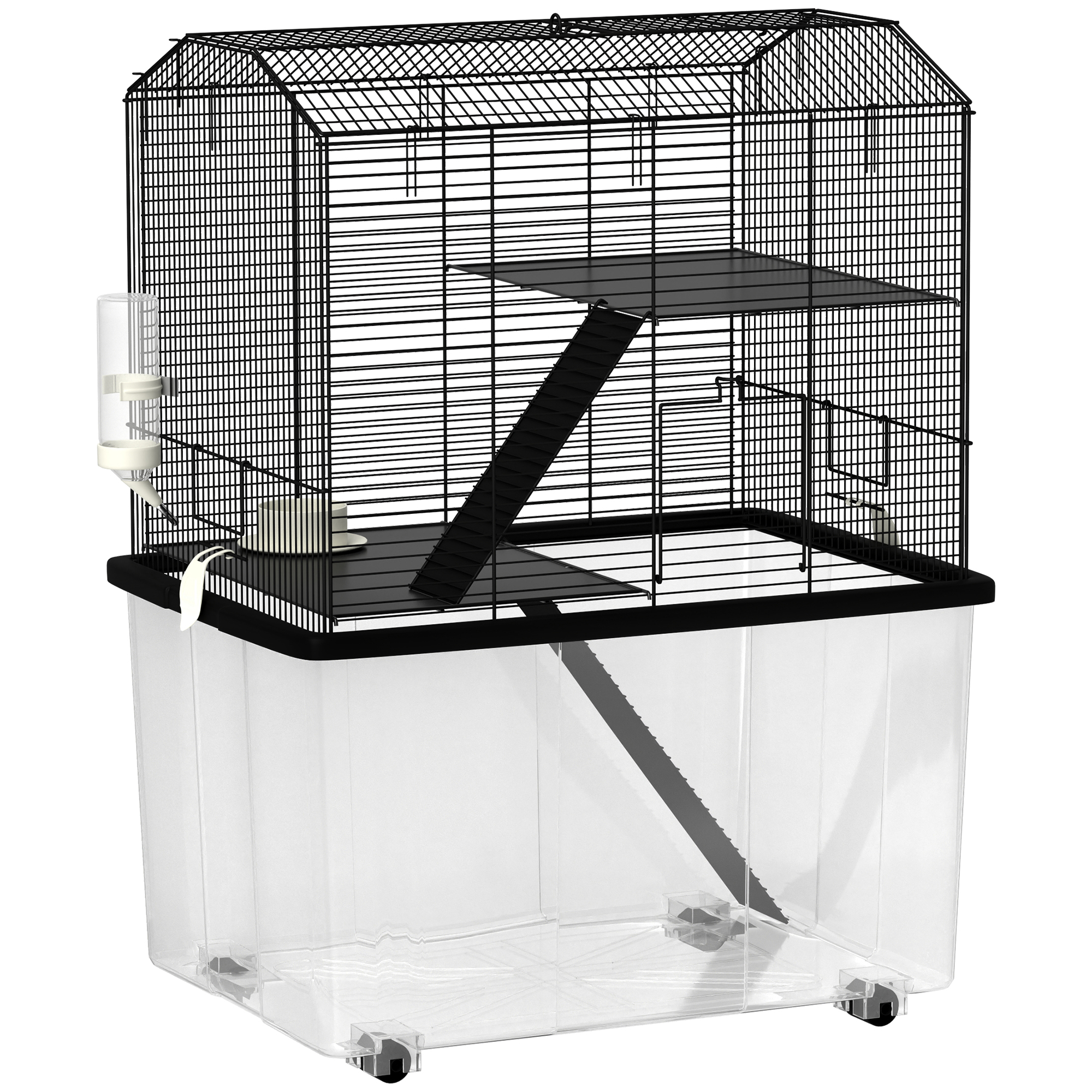 PawHut Cage hamster cage rongeur 3 étages avec roulettes plate-forme et échelle en fil d'acier 57 x 43 x 74 cm noir PawHut Cage hamster cage rongeur 3 étages avec roulettes plate-forme et échelle en fil d'acier 57 x 43 x 74 cm noir