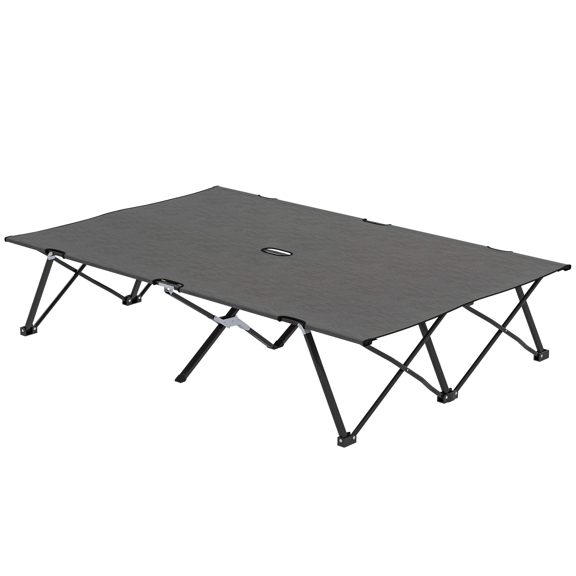 Outsunny Charcoal Grey Double Camping Cot Bed, With Bag