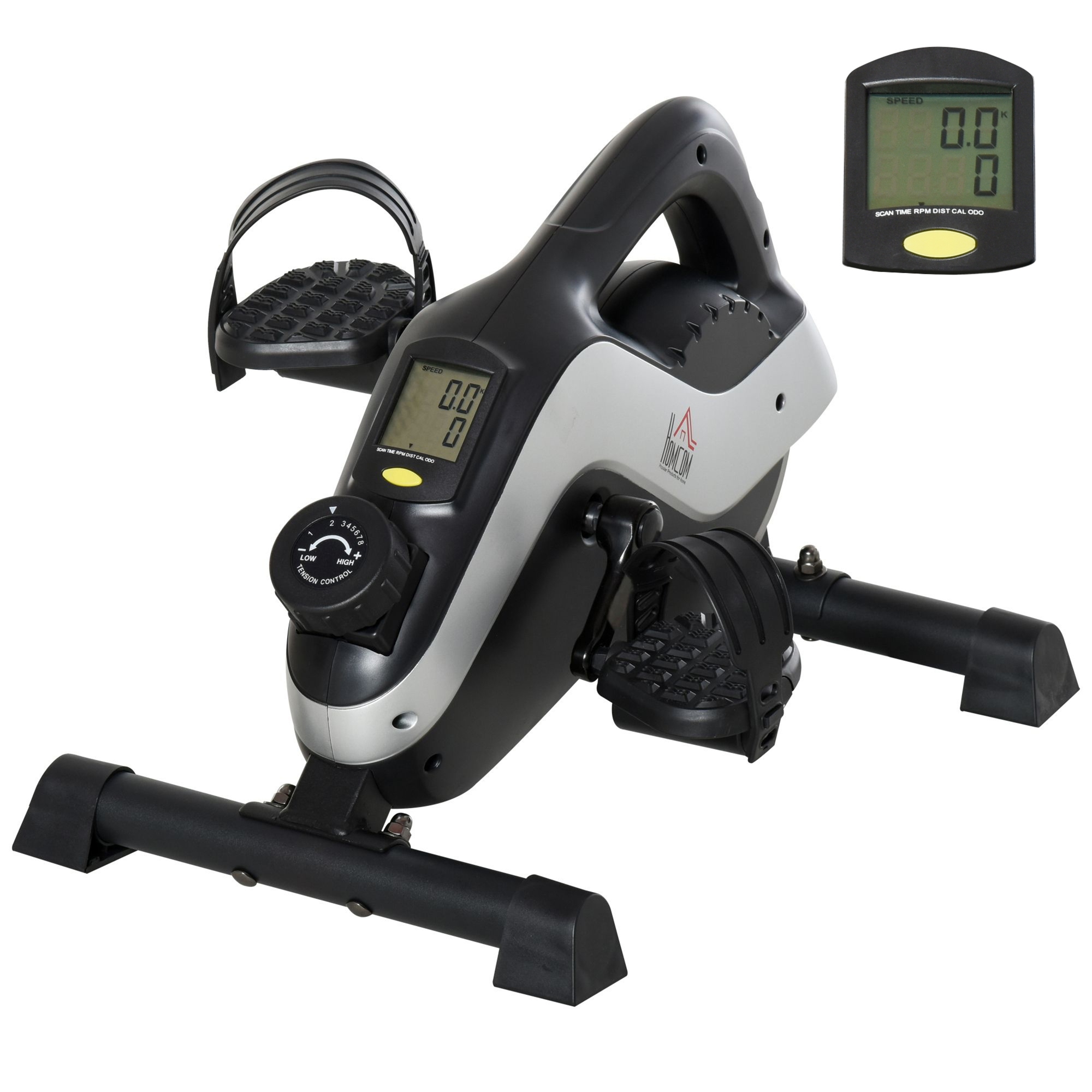 HOMCOM Mini Exercise Bike Under Desk Bike 8 Levels Magnetic Resistance Stationary Bike Leg Fitness w/ LCD Display   Aosom UK