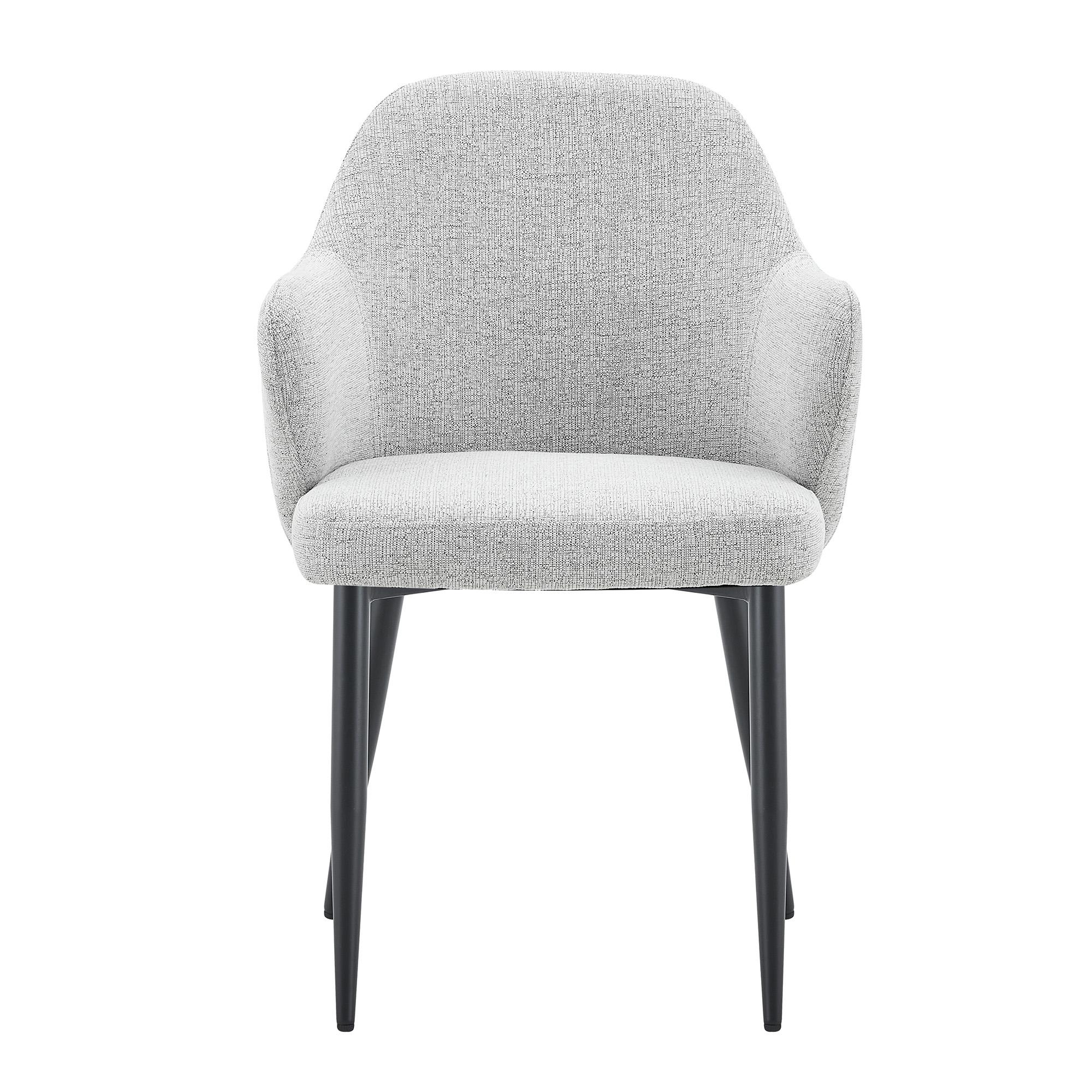 Lot de 2 chaises de salle à manger en tissu, Gris clair+Noir