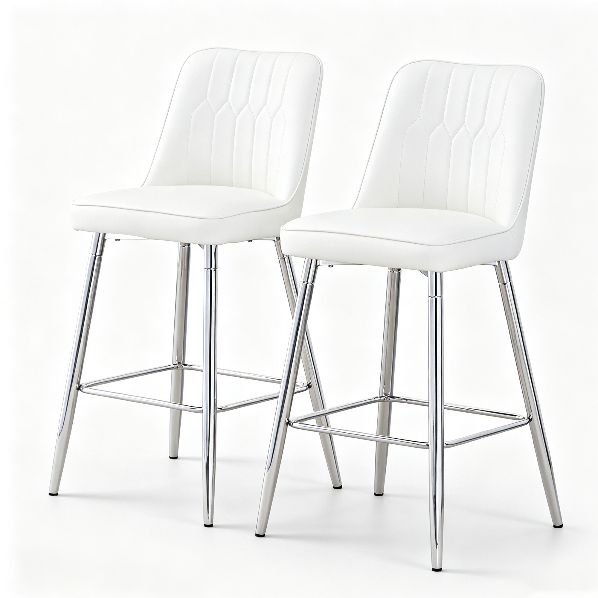 Lot de 2 tabourets de bar hauteur, Blanc+Argenté Aosom France Lot de 2 tabourets de bar hauteur, Blanc+Argenté Aosom France