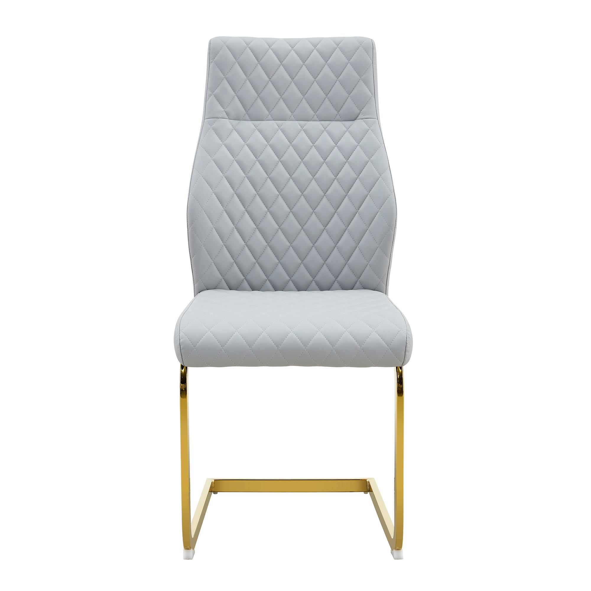 Chaise de salle à manger matelassée motif losange, Gris clair   Aosom France
