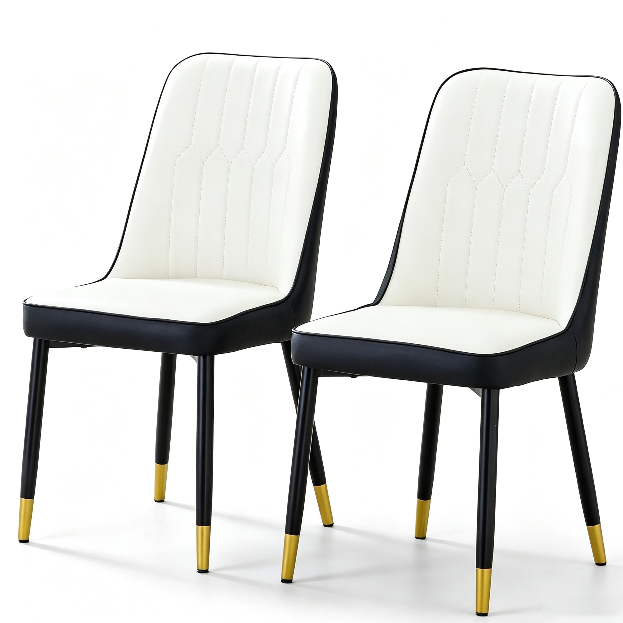 Lot de 2 chaises de salle à manger modernes, Blanc+Noir