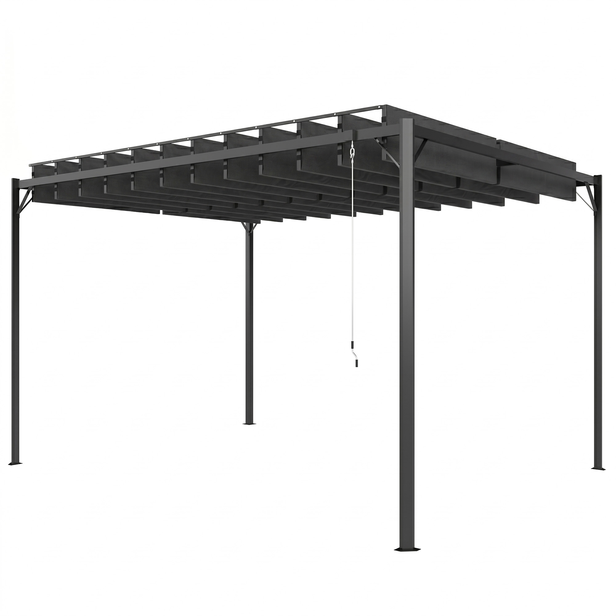 Outsunny Pérgola de Jardín 3x4 m con Protección UPF 50+ Gazebo con Techo Ajustable Estructura de Metal para Exterior Gris Oscuro