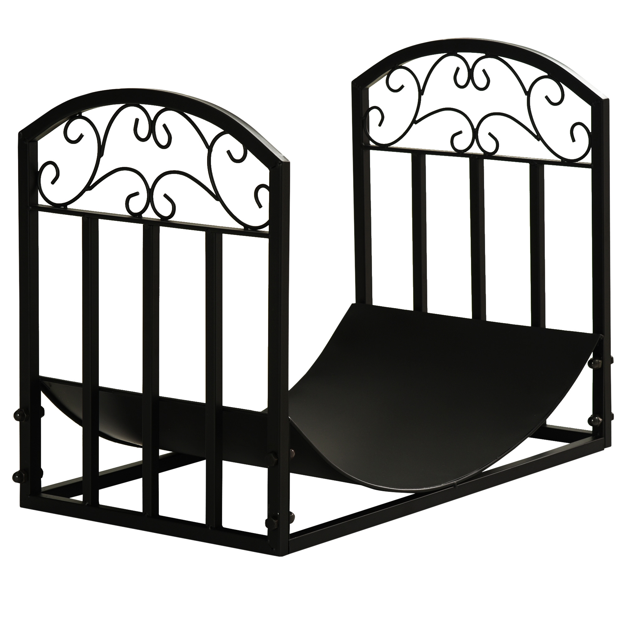 Outsunny Kaminholzregal Brennholzständer 60 kg belastbar Feuerholzablage Metall schwarz 60,5 x 36 x 46,5 cm für Kamin & Garten   Aosom.de