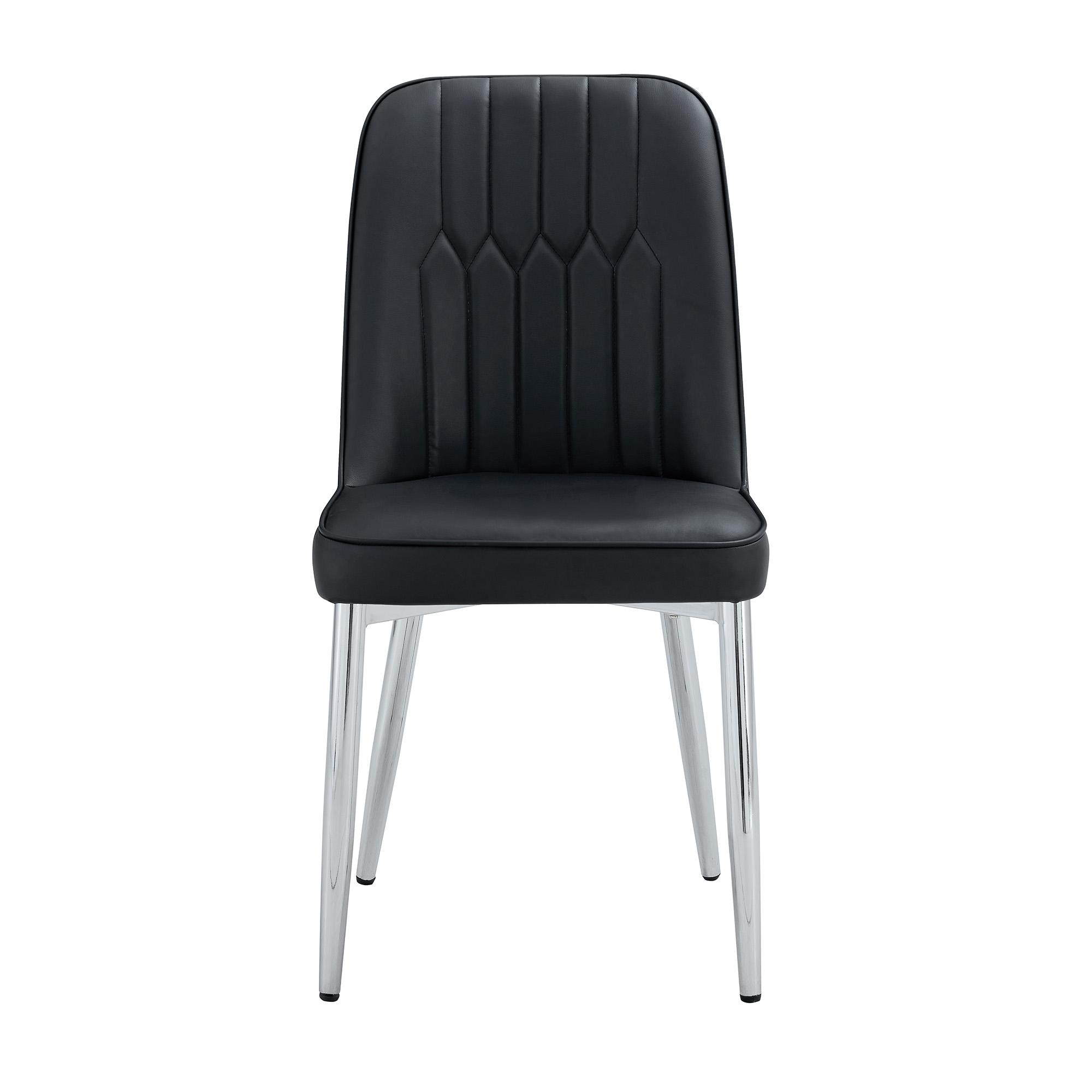 Lot de 2 chaises de salle à manger, Noir+Argenté