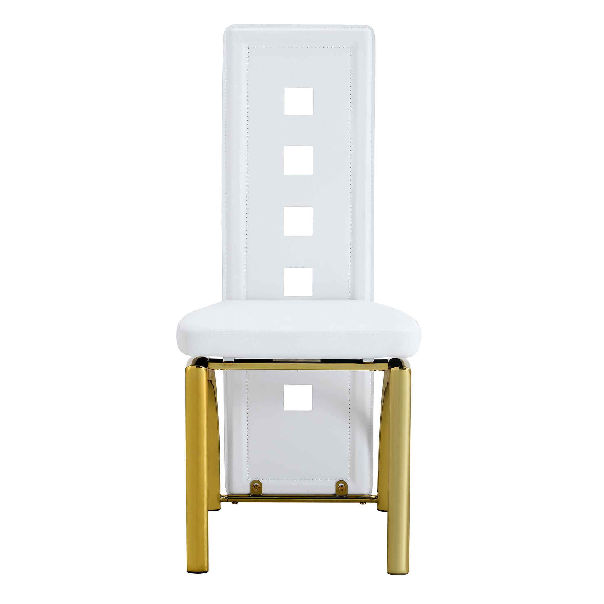 Chaise de salle à manger, Blanc+Doré   Aosom France
