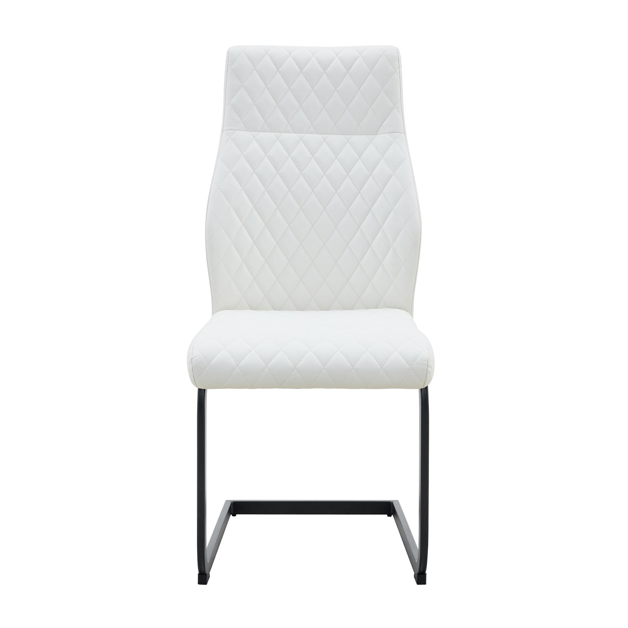 Chaise de salle à manger matelassée motif losange, Blanc+Noir