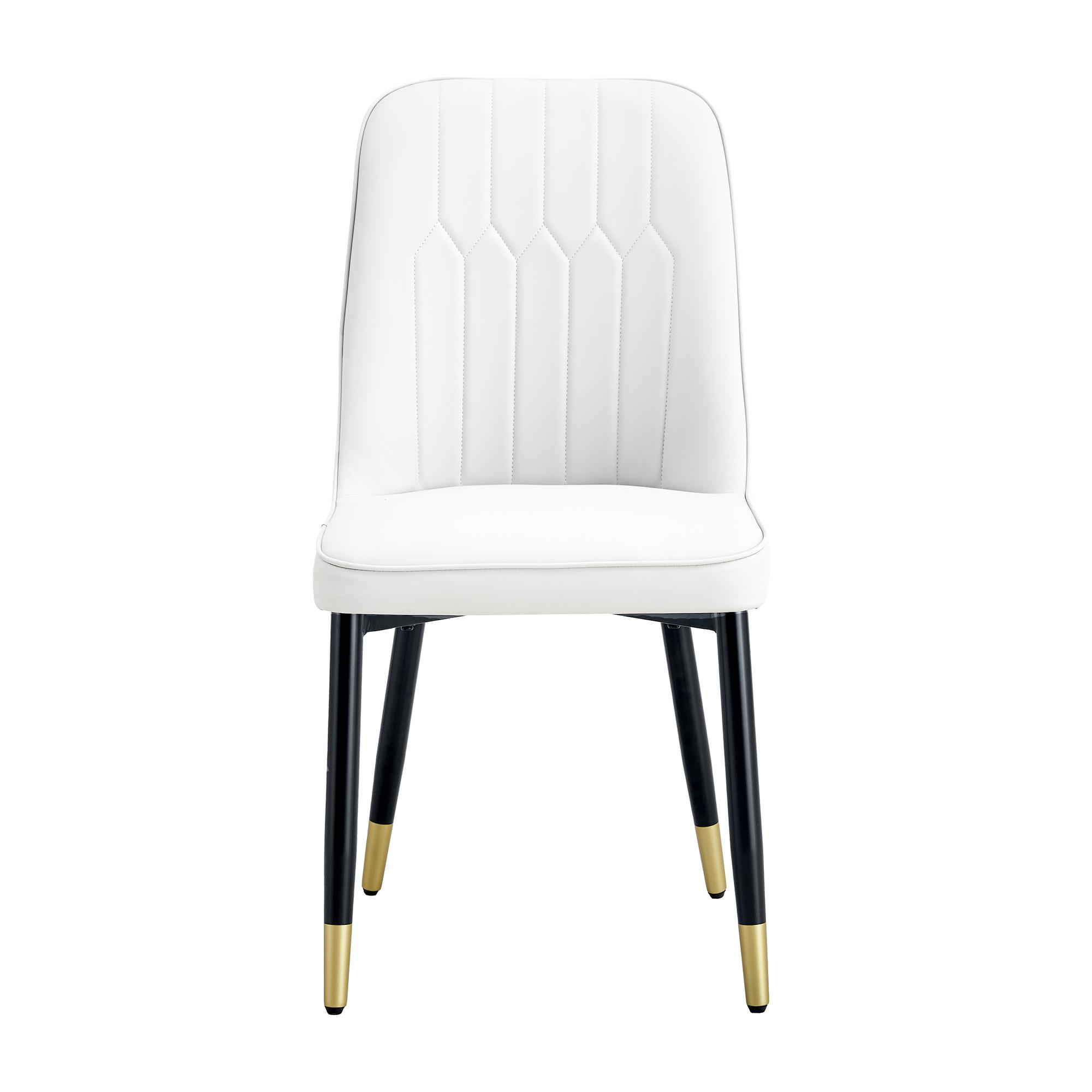 Lot de 2 chaises de salle à manger modernes, Blanc+Noir