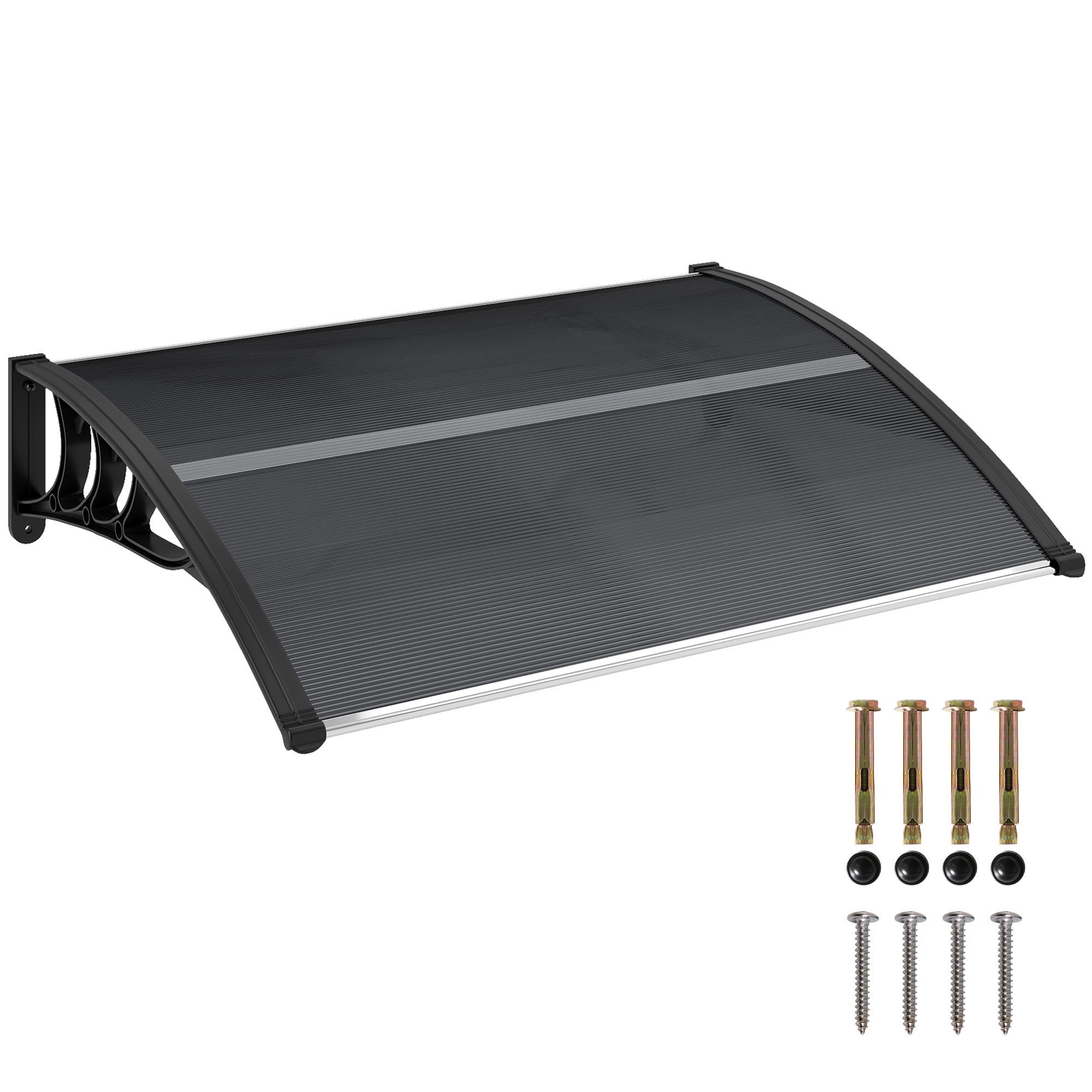 Outsunny Front Door Canopy Outdoor Awning Aluminium Rigid Plastic Polycarbonate Rain Shelter UV Water Rain Resistant 100 x 75cm Black Outsunny Front Door Canopy Outdoor Awning Aluminium Rigid Plastic Polycarbonate Rain Shelter UV Water Rain Resistant 100 x 75cm Black