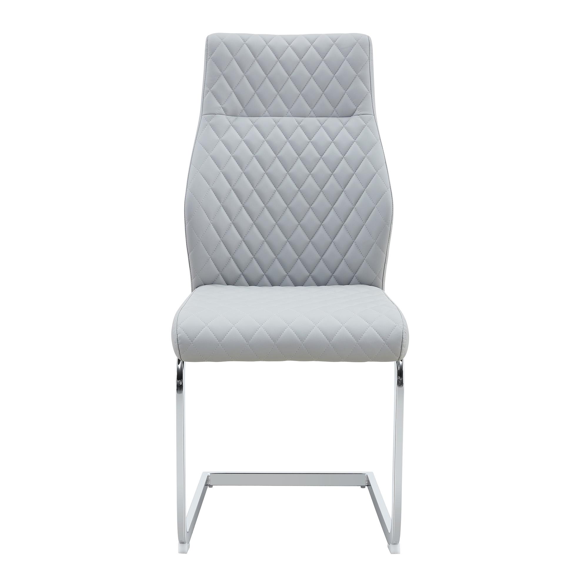 Chaise de salle à manger matelassée motif losange, Argenté   Aosom France