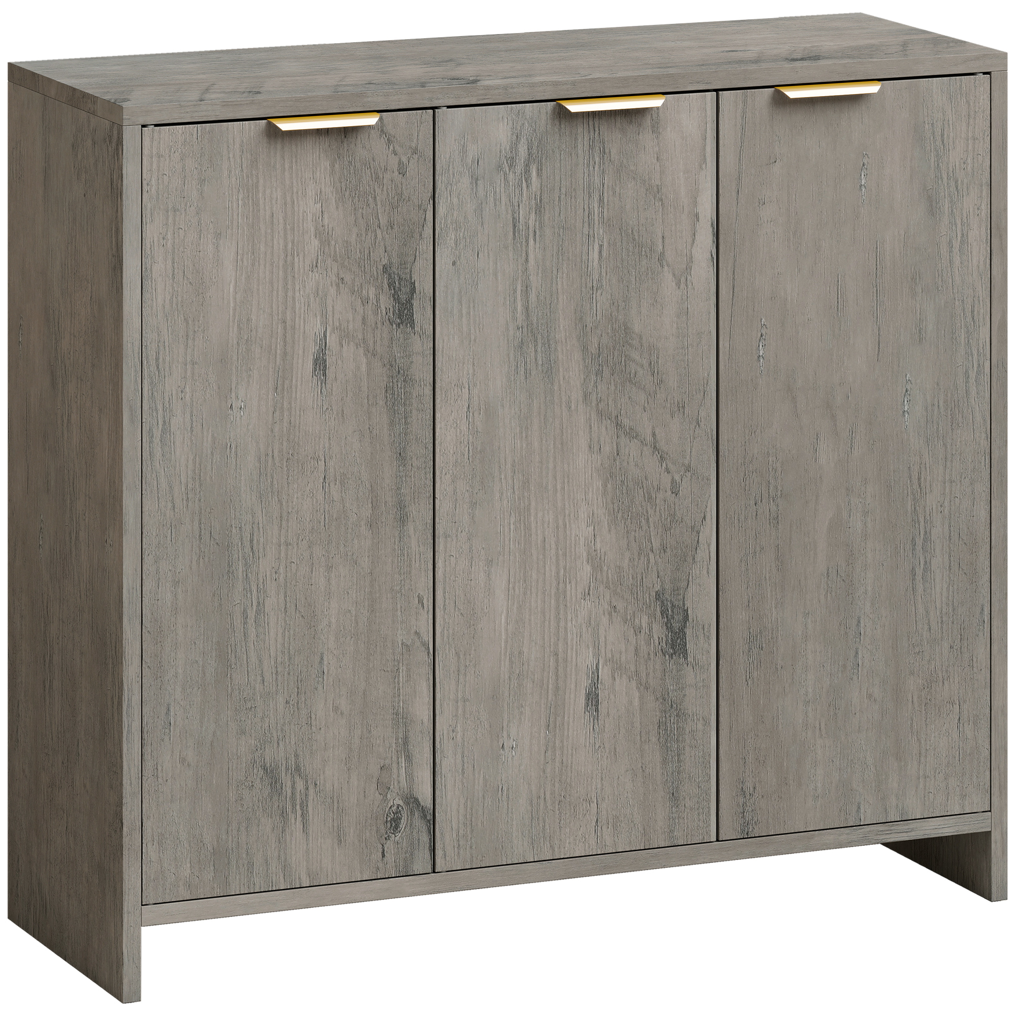 Homcom Grey Sideboard Cabinet, Modern Storage Cabinet With 3 Doors And Adjustable Shelves For Living Room, Dining Room,