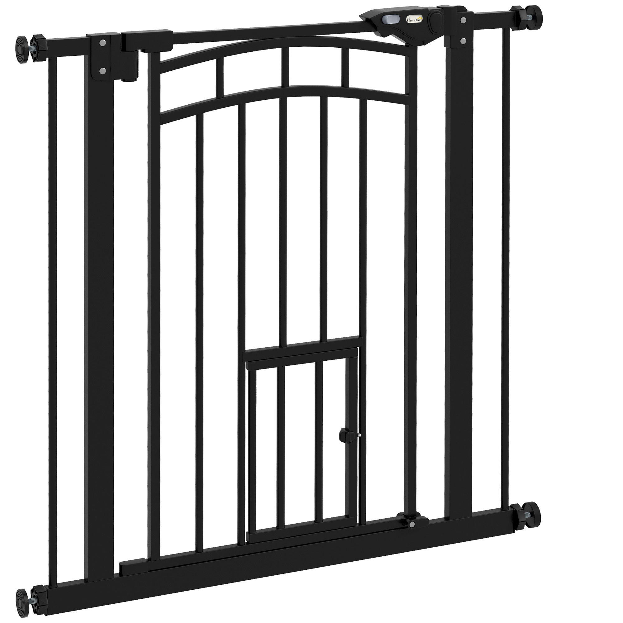 PawHut Barrière de sécurité animaux chien porte fermeture automatique sans perçage de 74 à 80 cm acier noir PawHut Barrière de sécurité animaux chien porte fermeture automatique sans perçage de 74 à 80 cm acier noir
