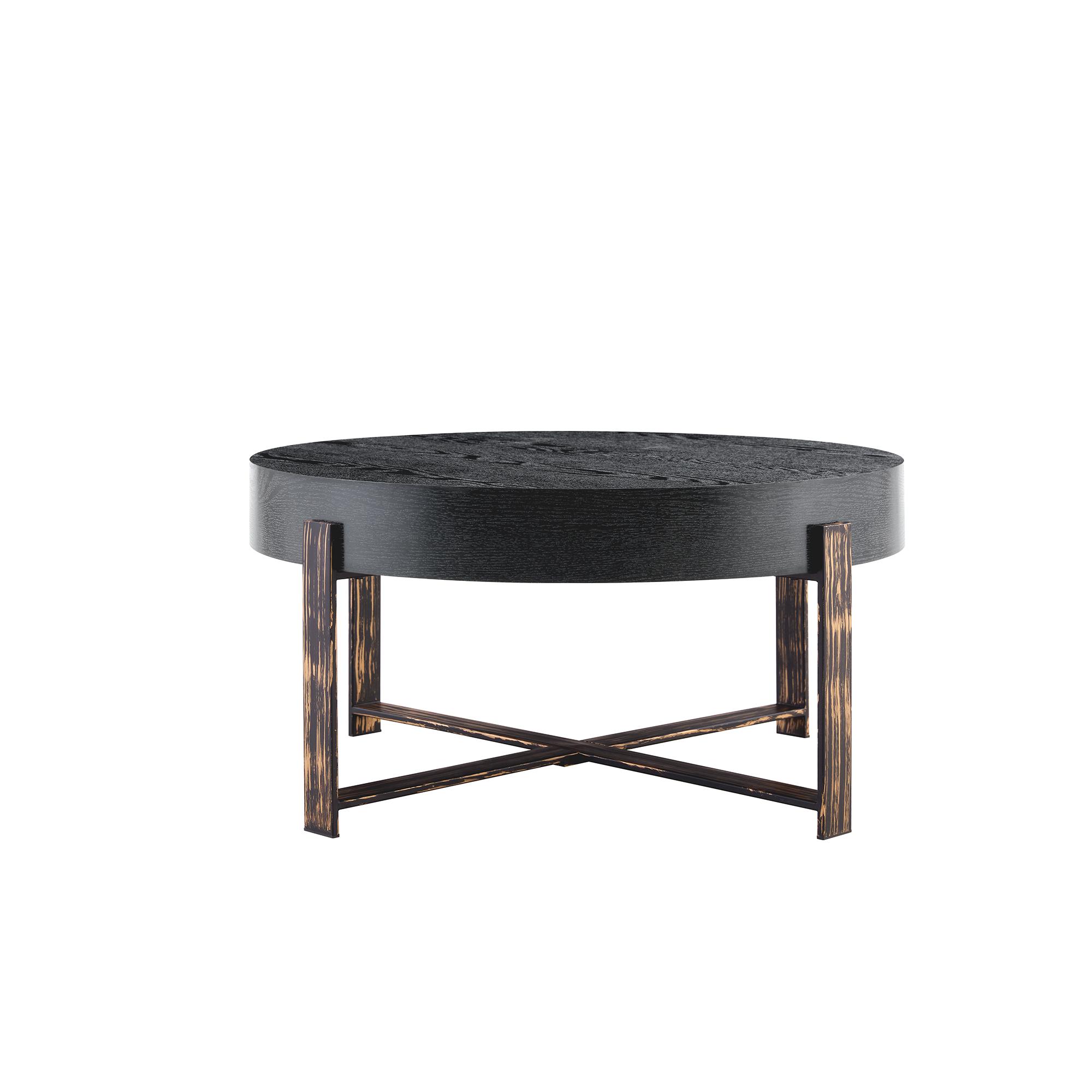 Table basse ronde style rétro‑industriel, Noir Aosom France Table basse ronde style rétro‑industriel, Noir Aosom France