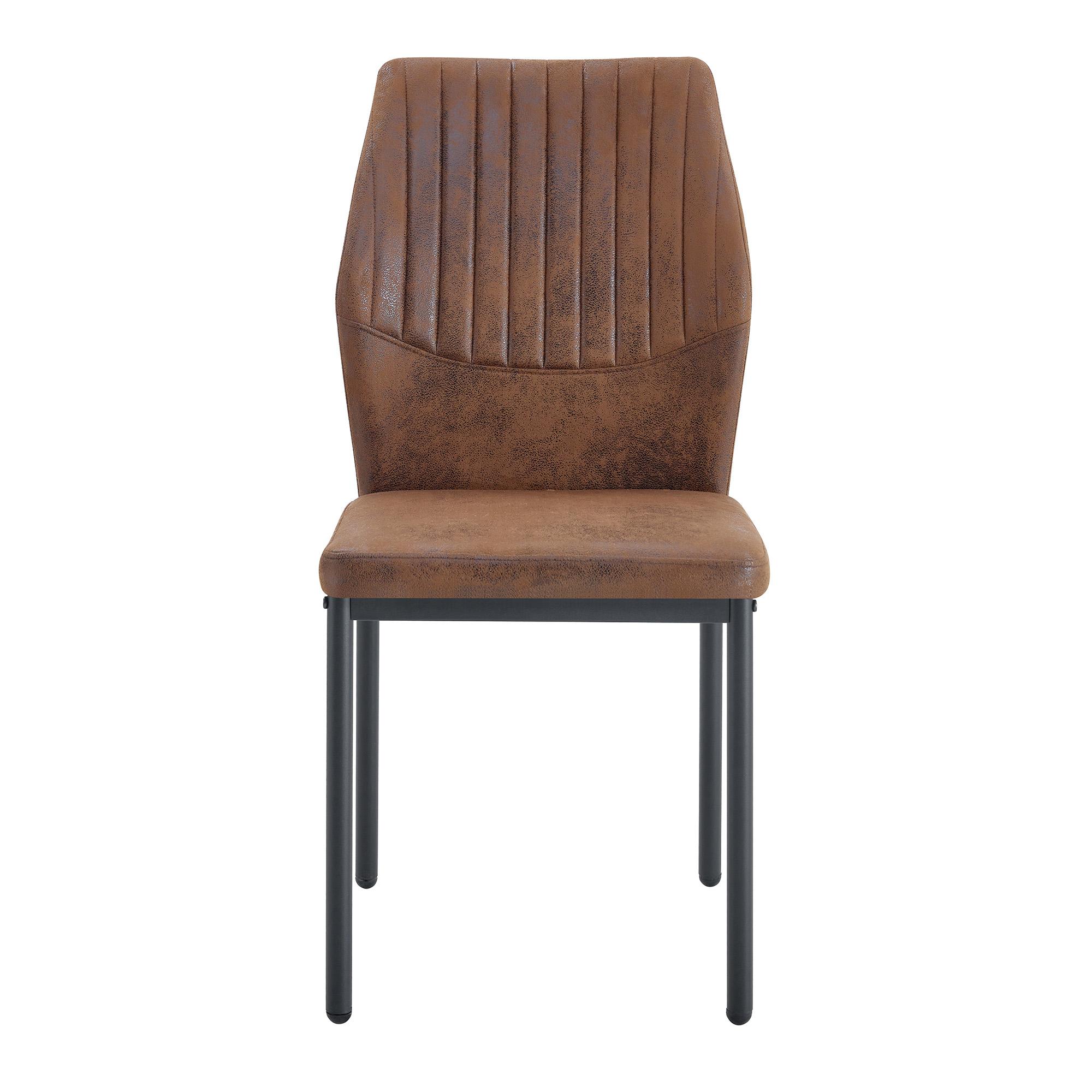 Lot de 4 chaises de salle à manger, Marron+Noir   Aosom France