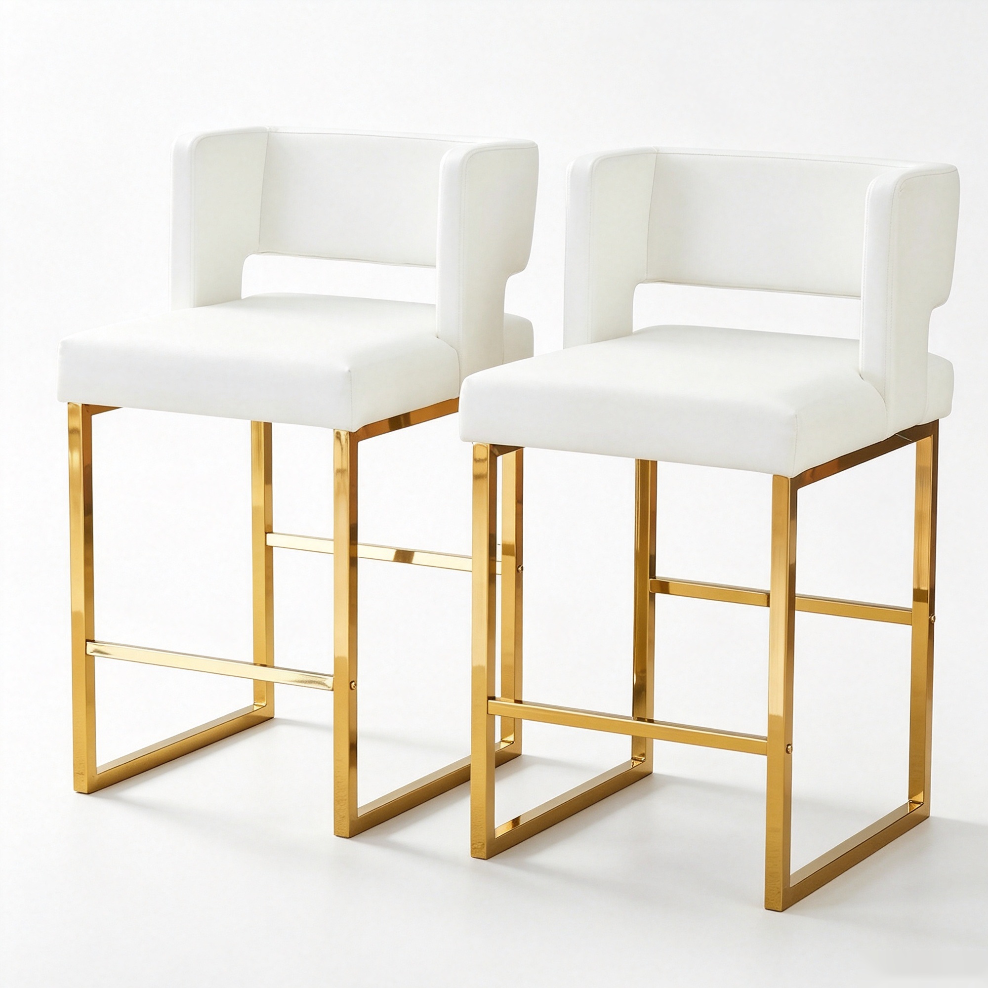 Lot de 2 tabourets de bar nordiques, Blanc+Or Aosom France Lot de 2 tabourets de bar nordiques, Blanc+Or Aosom France