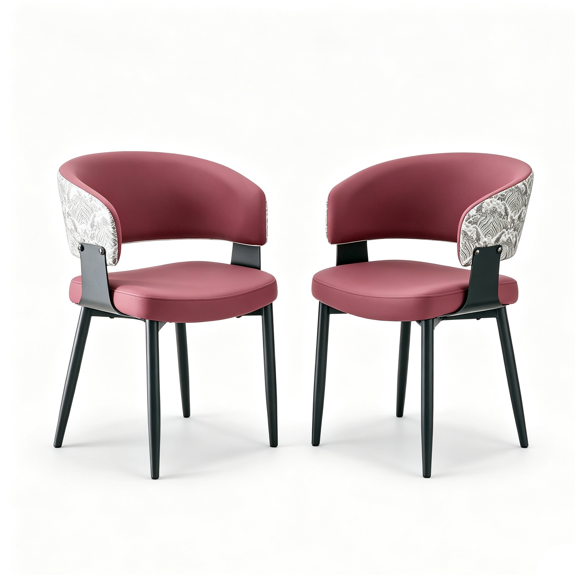 Lot de 2 chaises de salle à manger style mid-century, Rouge