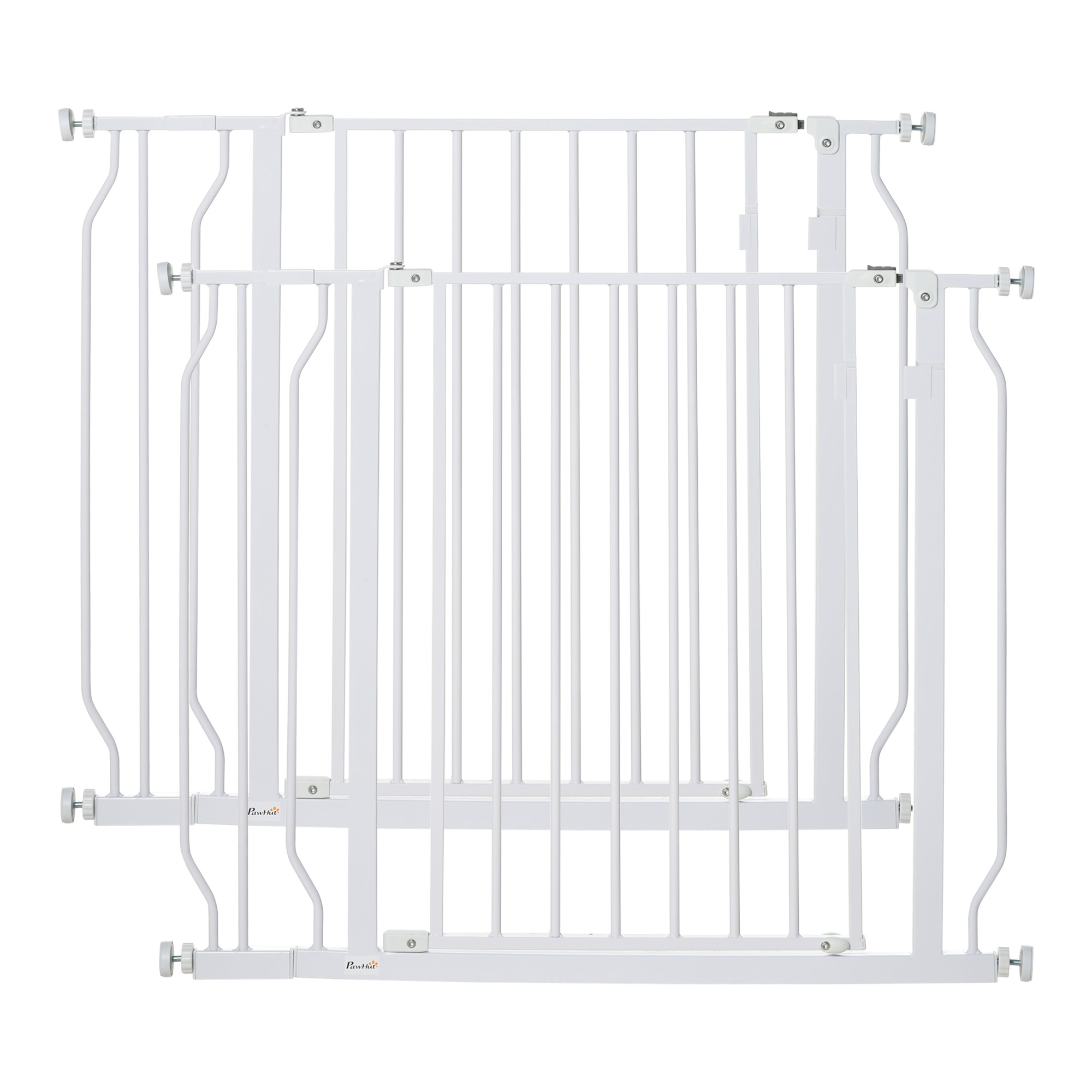 PawHut Lot de 2 barrières de sécurité pour animal longueur réglable escaliers couloirs portes sans perçage en acier ABS