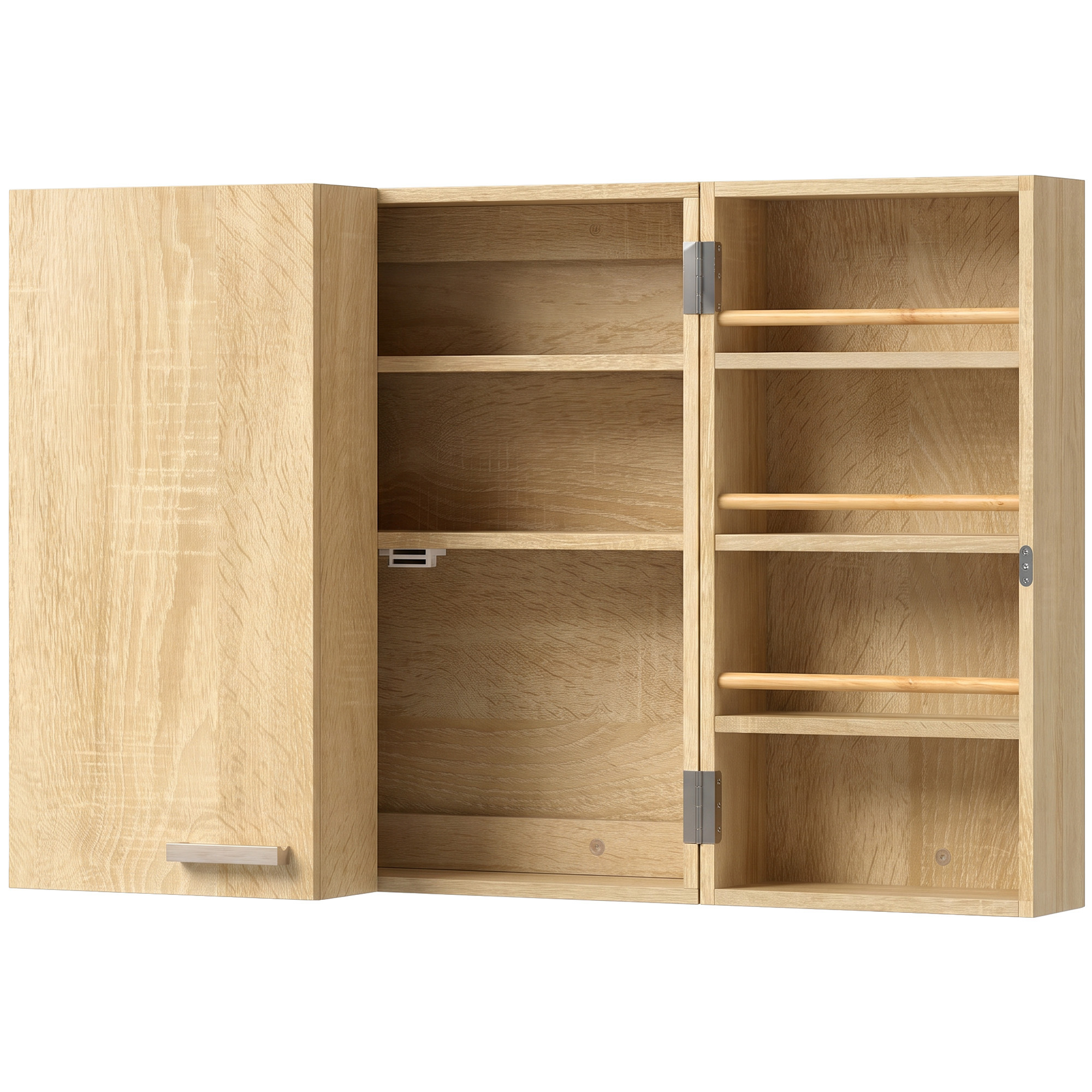 HOMCOM Medizinschrank abschließbar 2-türig Medikamentenschrank mit 11 Fächer 2 Schlüssel Hängend Arzneischrank für Küche, Flur, Wohnzimmer, 53 x 20 x 53 cm, Eiche Aosom
