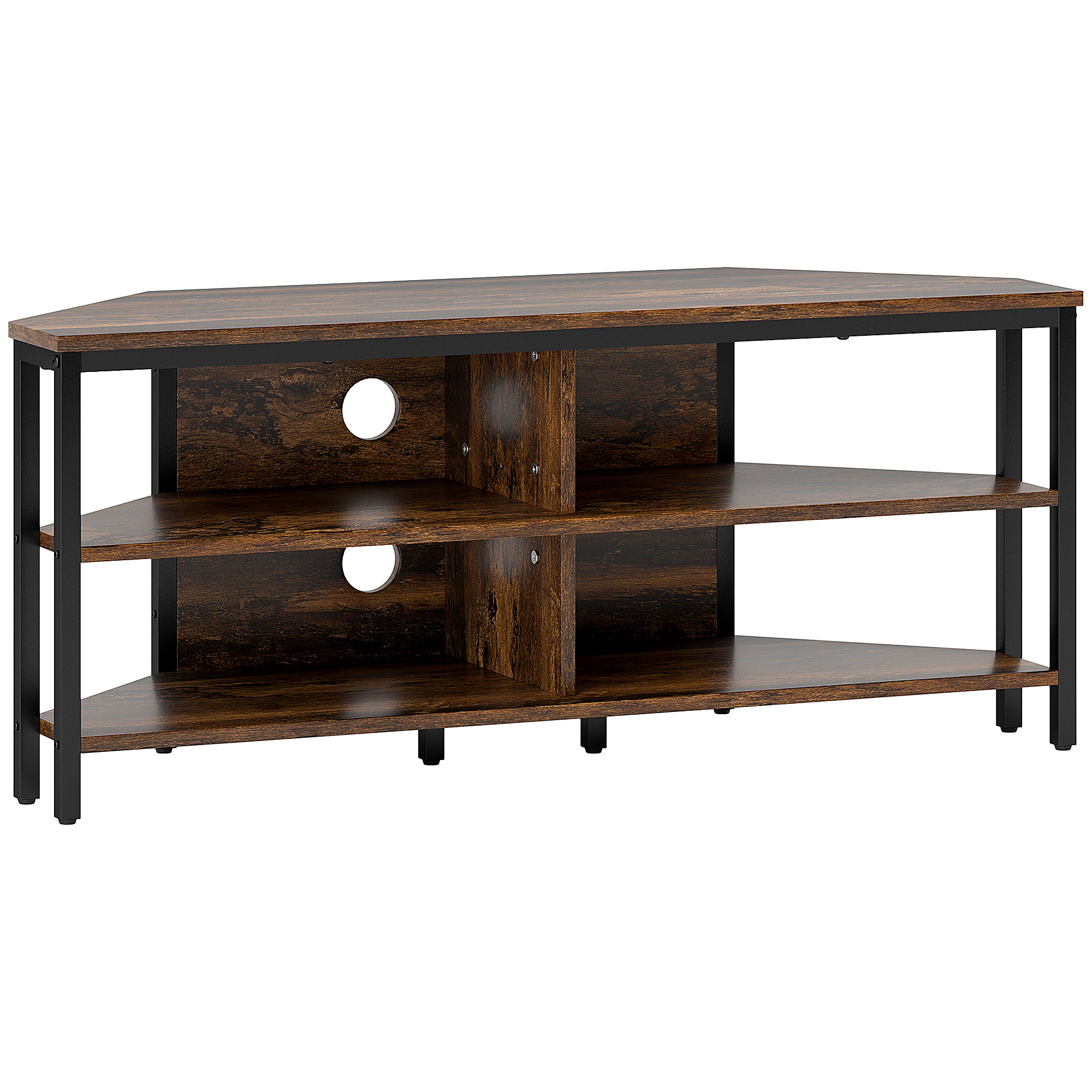 HOMCOM Industrial-Style Corner TV Unit - Black/Brown   Aosom UK