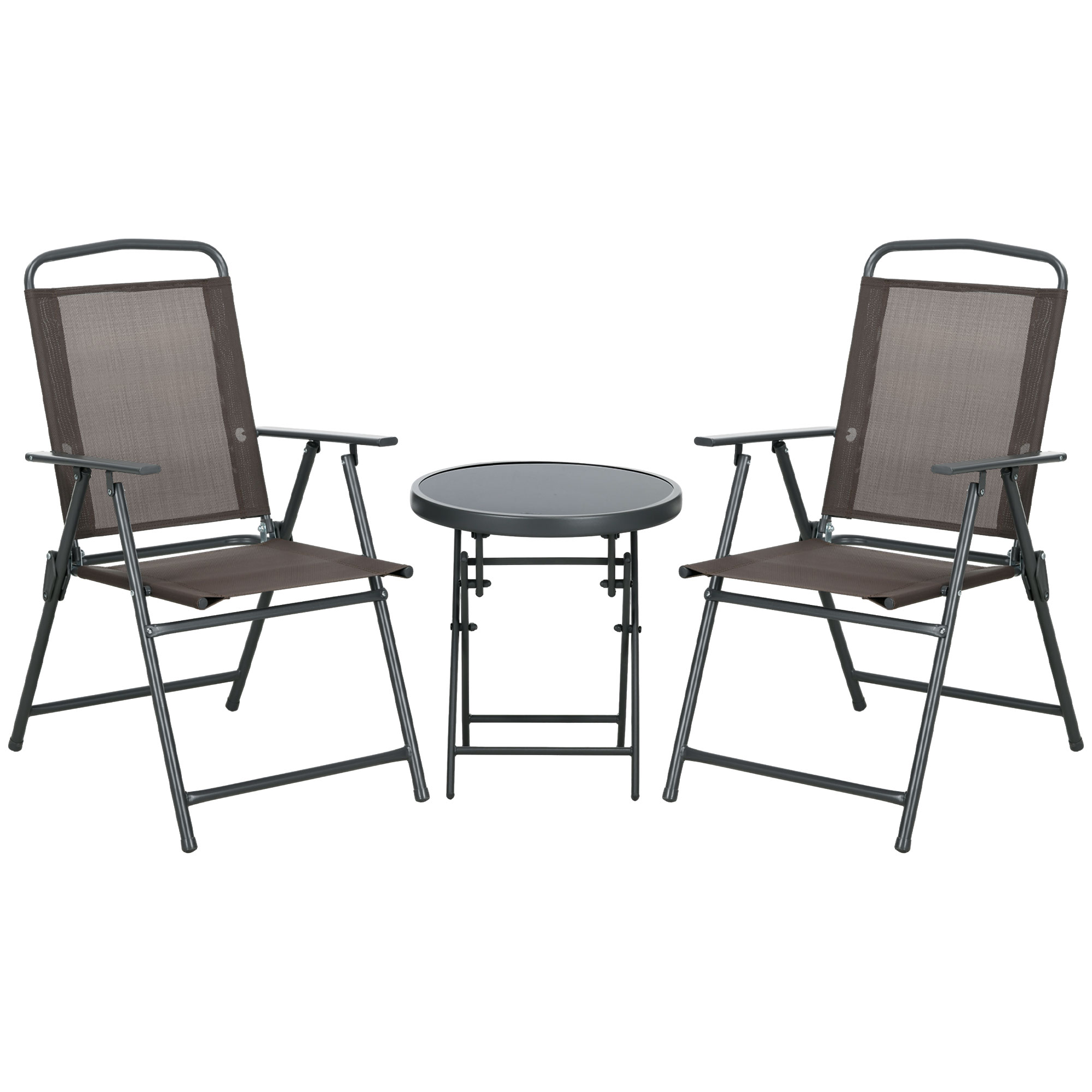 Outsunny Bistro-Set 3-teilig aus Metall Wetterfest Gartenmöbel Braun